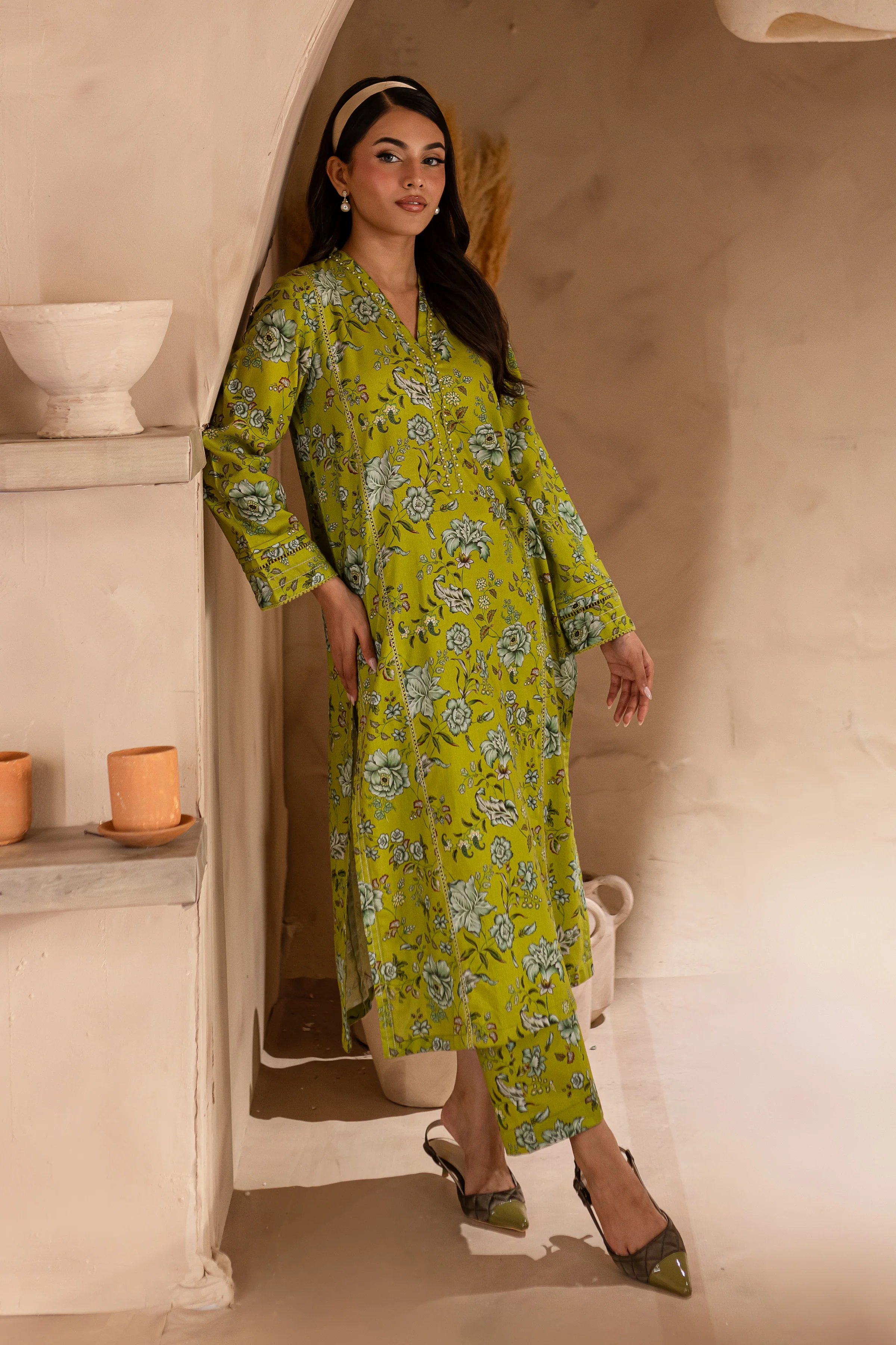 Caleb 2Pc - Printed Khaddar Dress - Image 4
