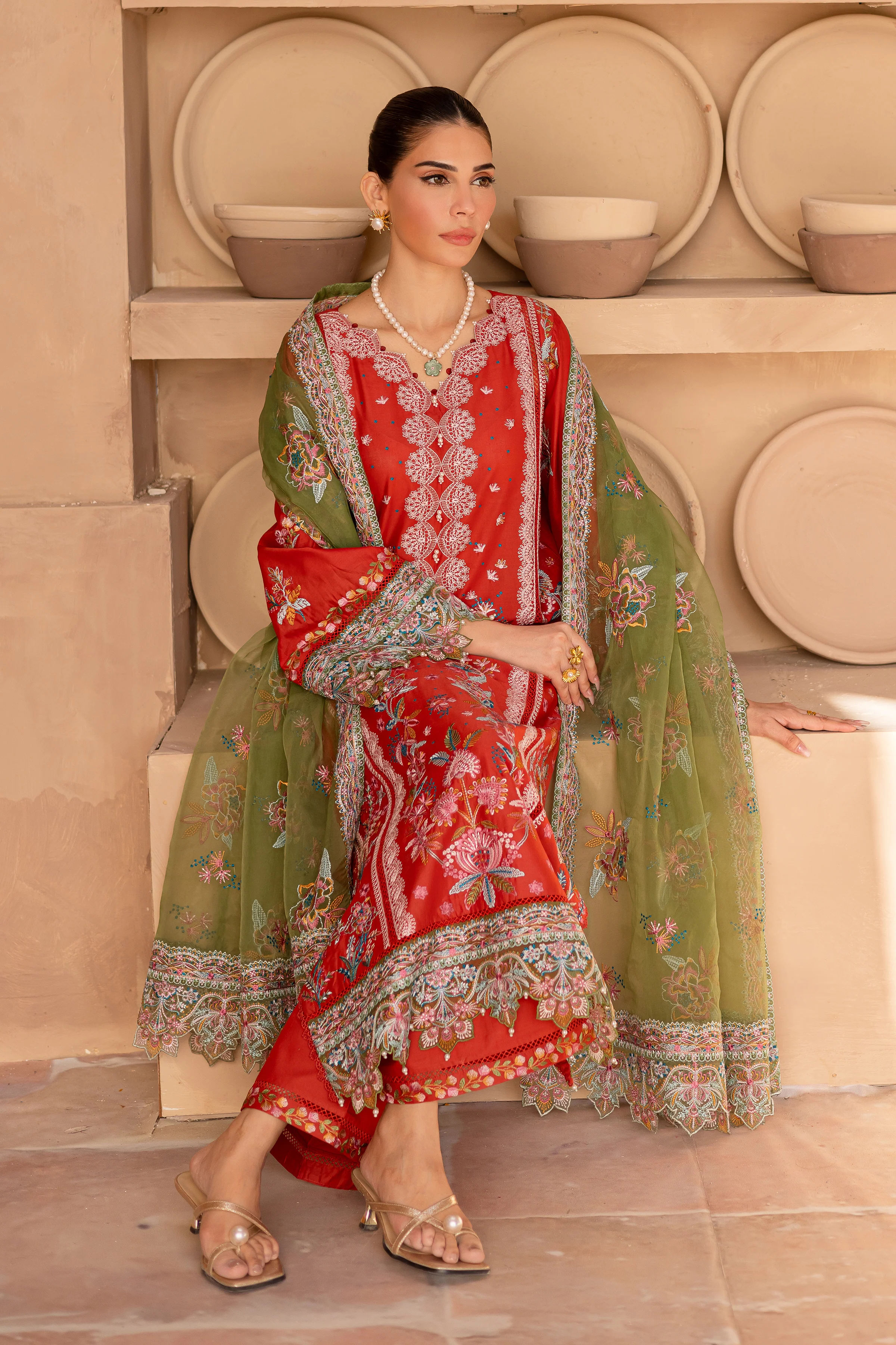 Caliste 3Pc - Embroidered Luxe Pret - Image 4