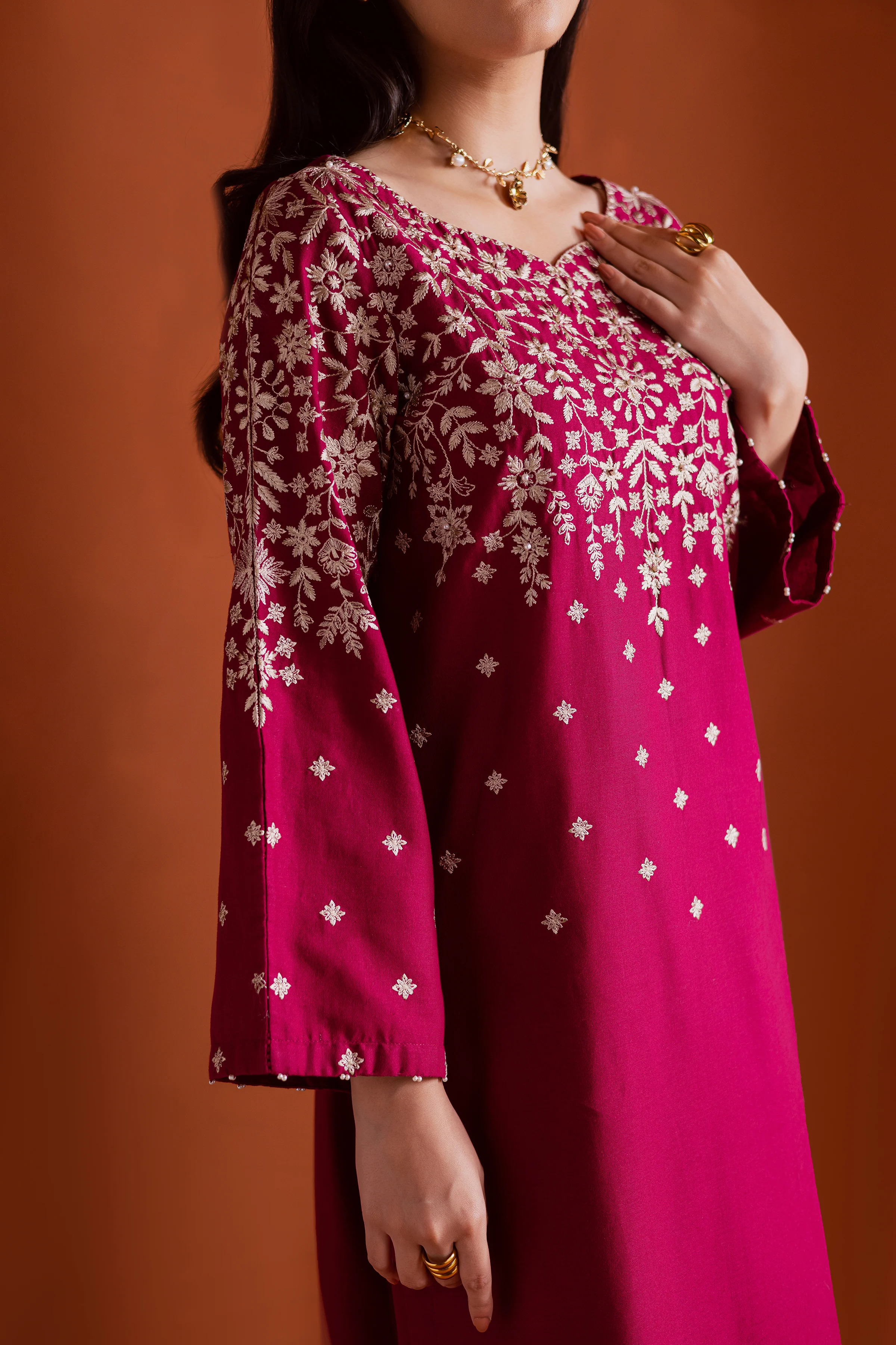Cherry on top 2Pc - Embroidered Khaddar Dress - Image 8