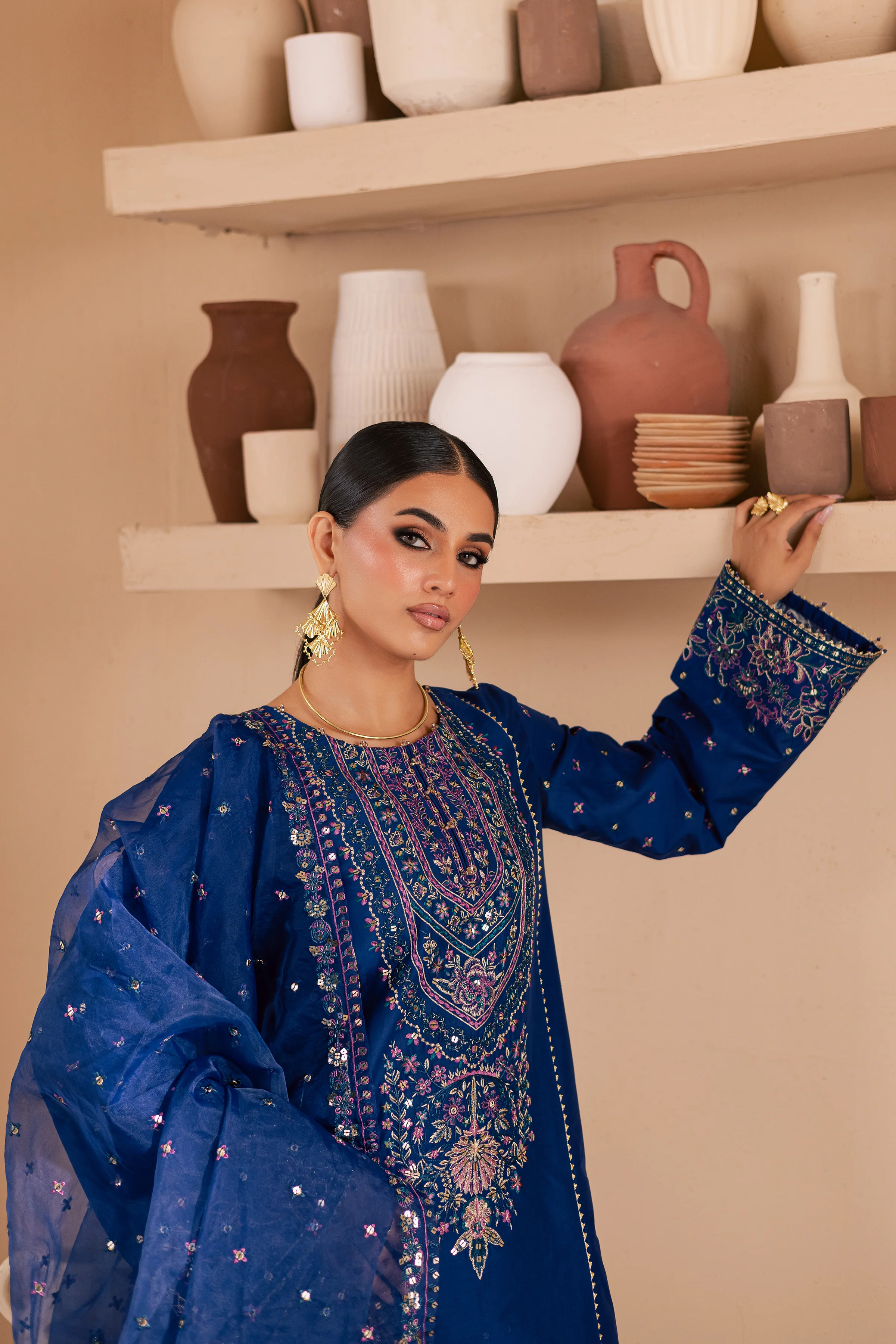 Claudette 3Pc - Embroidered Lawn Dress - Image 3