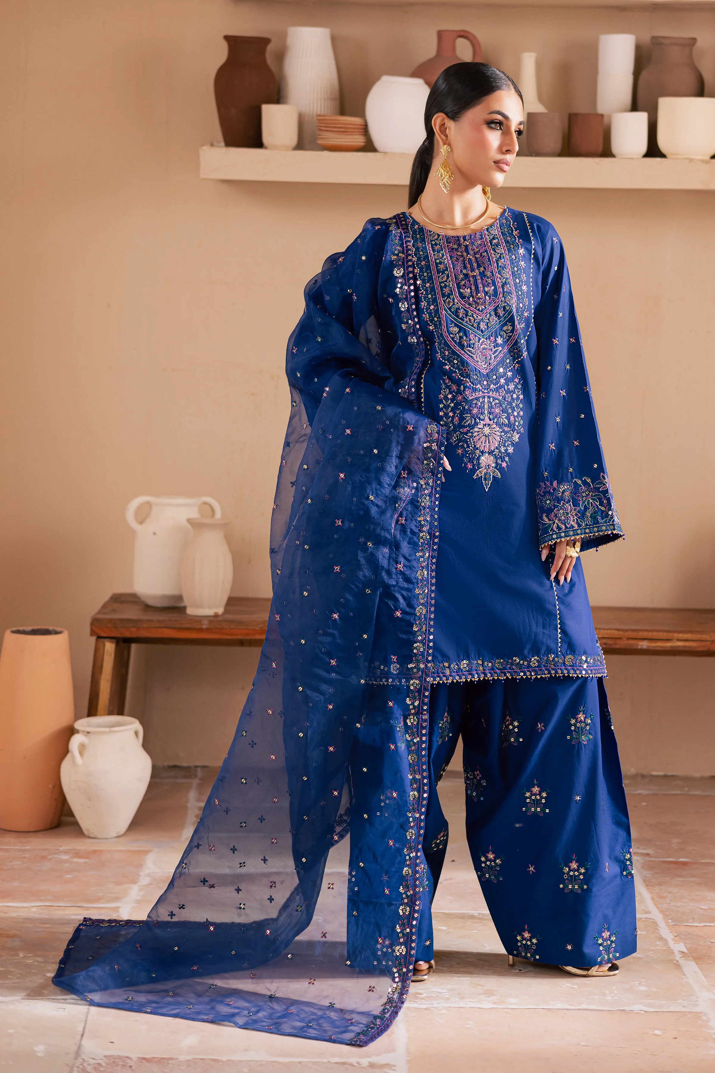 Claudette 3Pc - Embroidered Lawn Dress - Image 5
