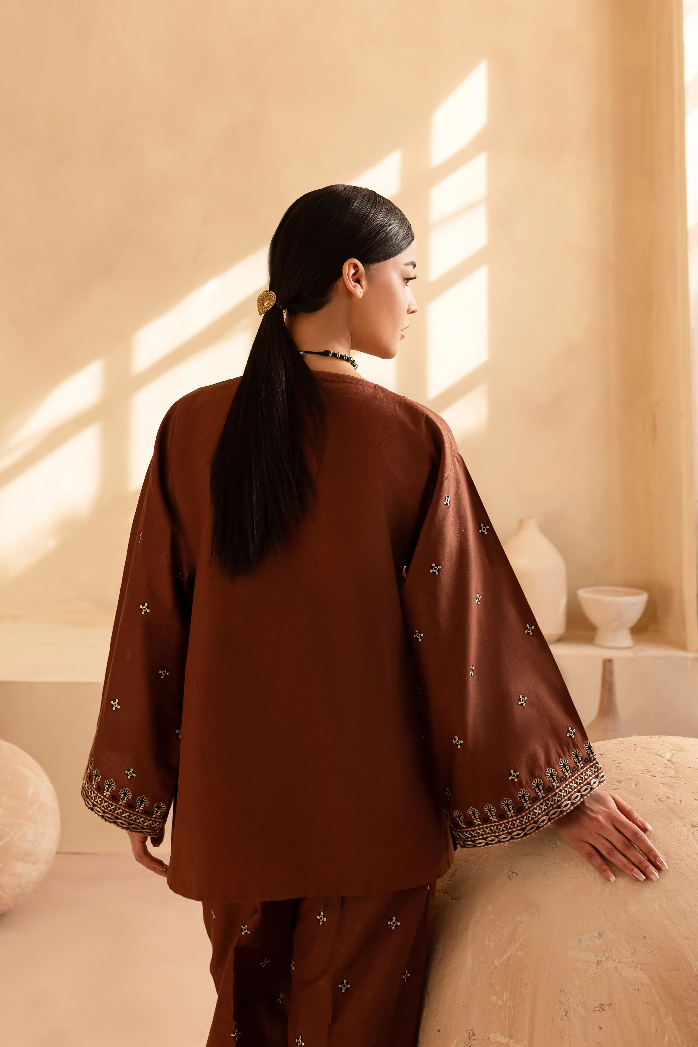 Cognac 3Pc - Embroidered Khaddar Dress - Image 5