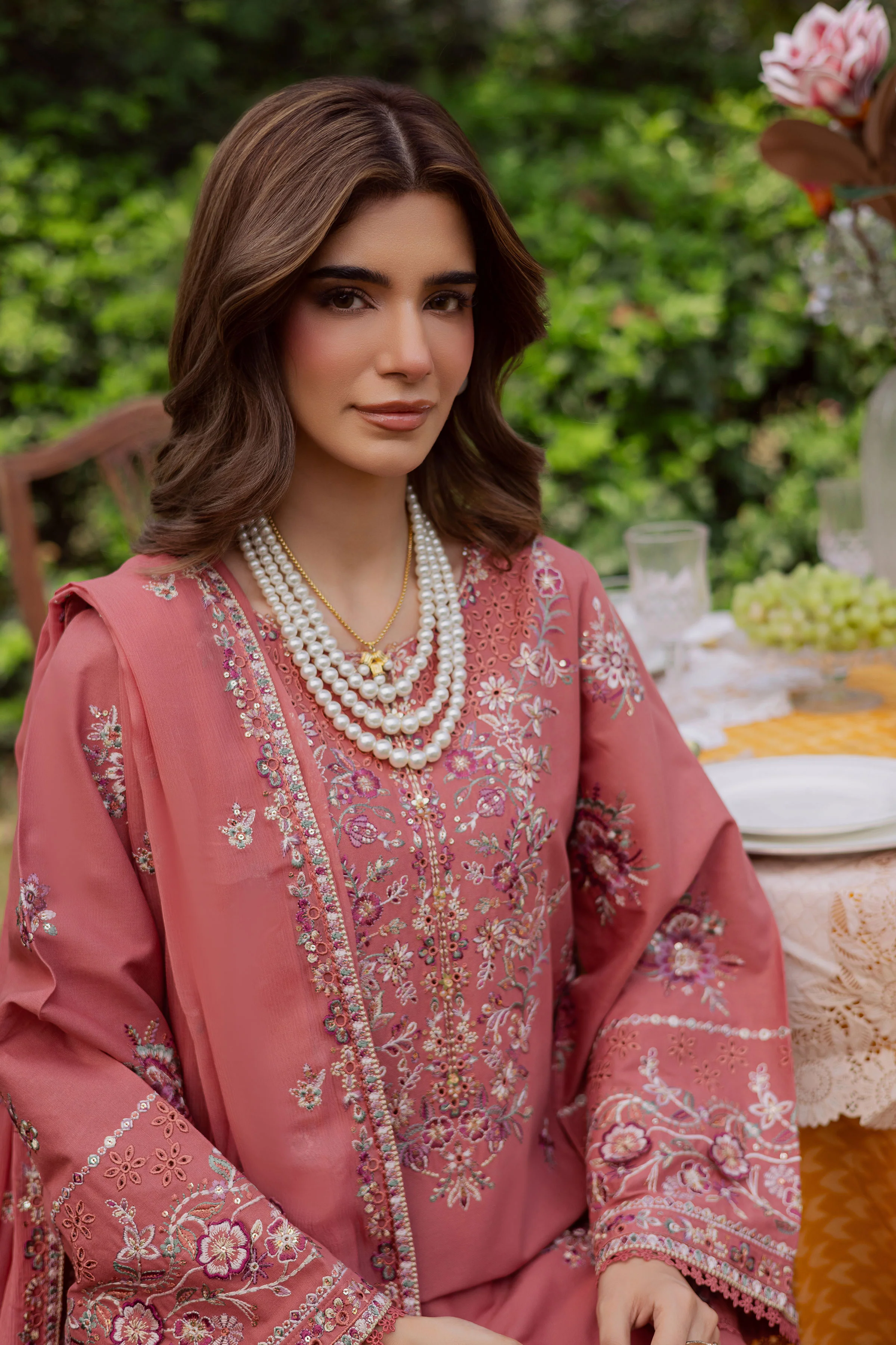 Coral Feather 3Pc - Embroidered Khaddar Dress - Image 10