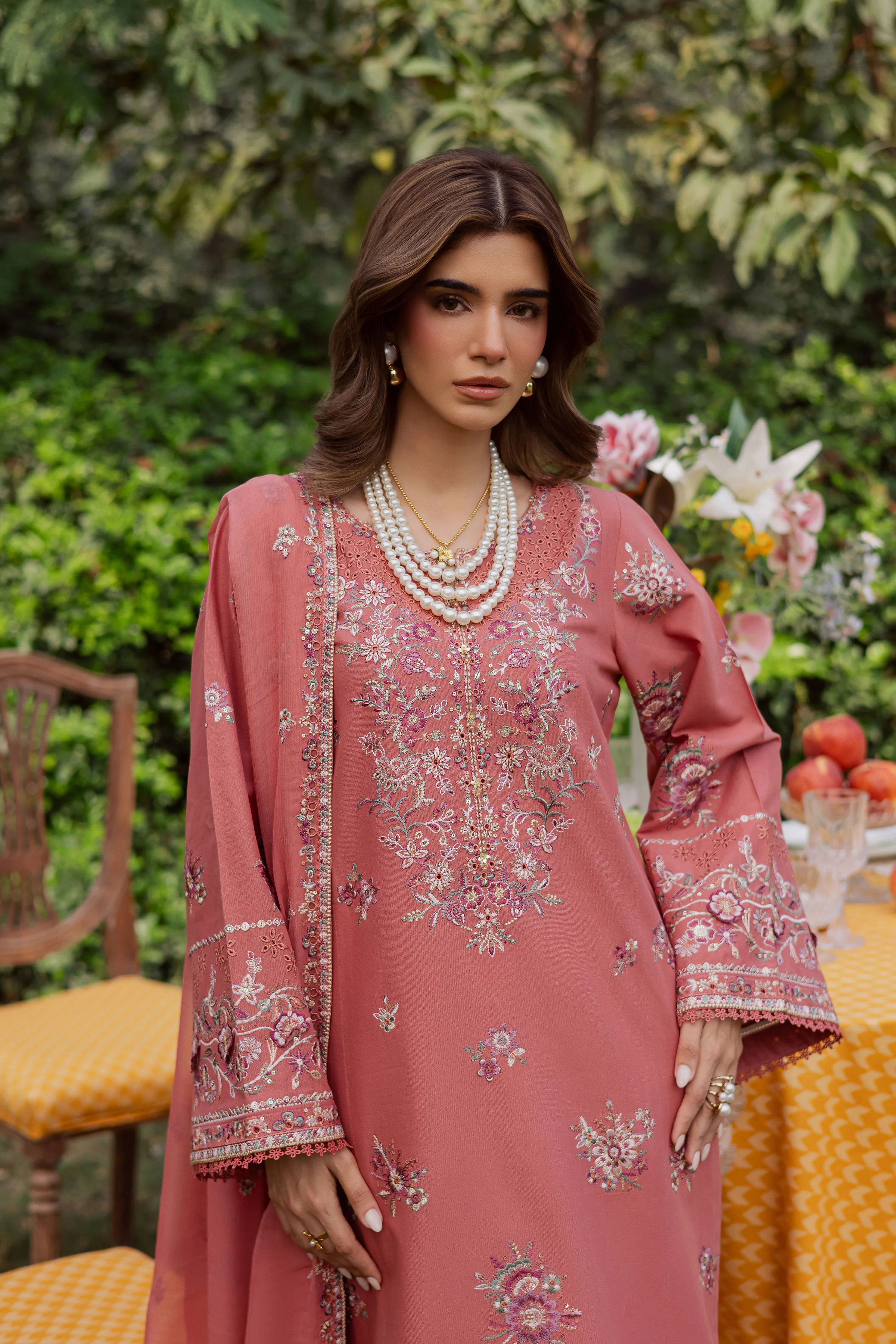 Coral Feather 3Pc - Embroidered Khaddar Dress - Image 2