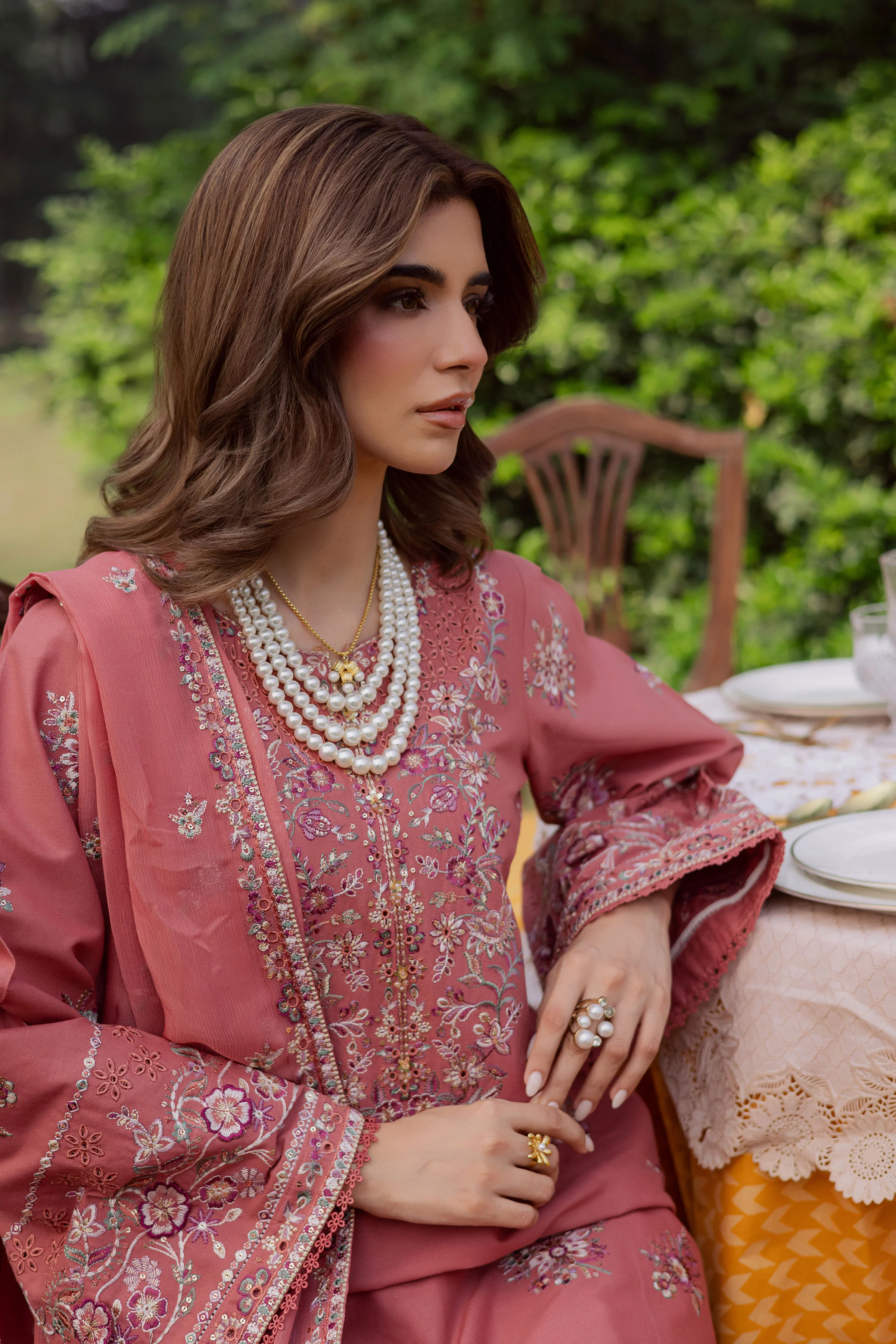 Coral Feather 3Pc - Embroidered Khaddar Dress - Image 4