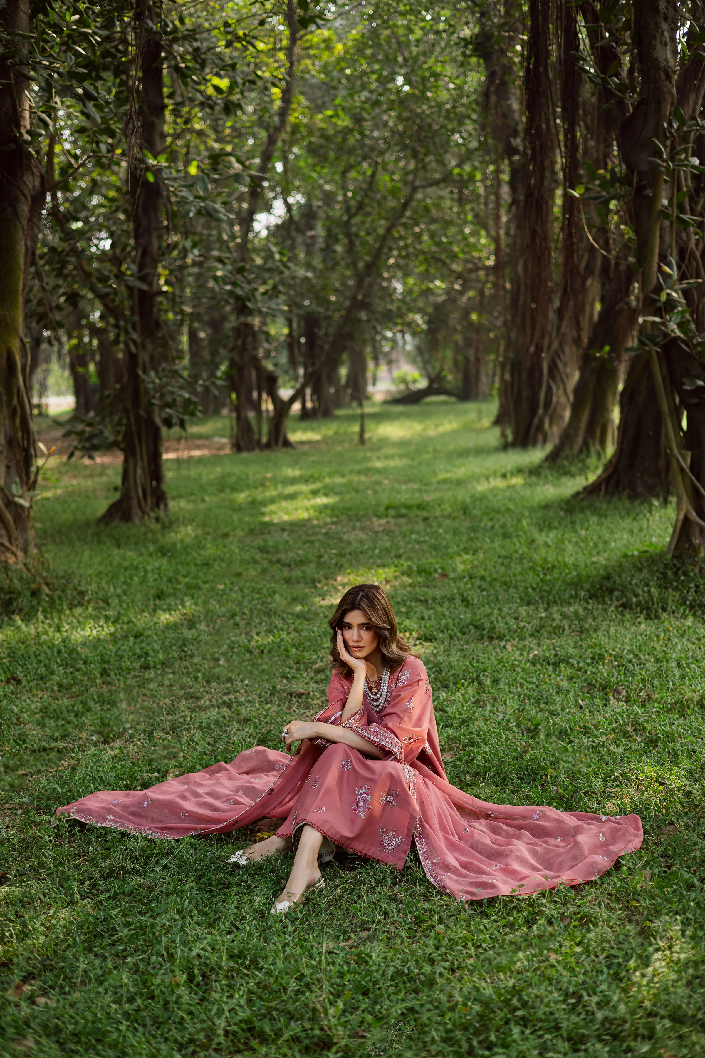 Coral Feather 3Pc - Embroidered Khaddar Dress - Image 7