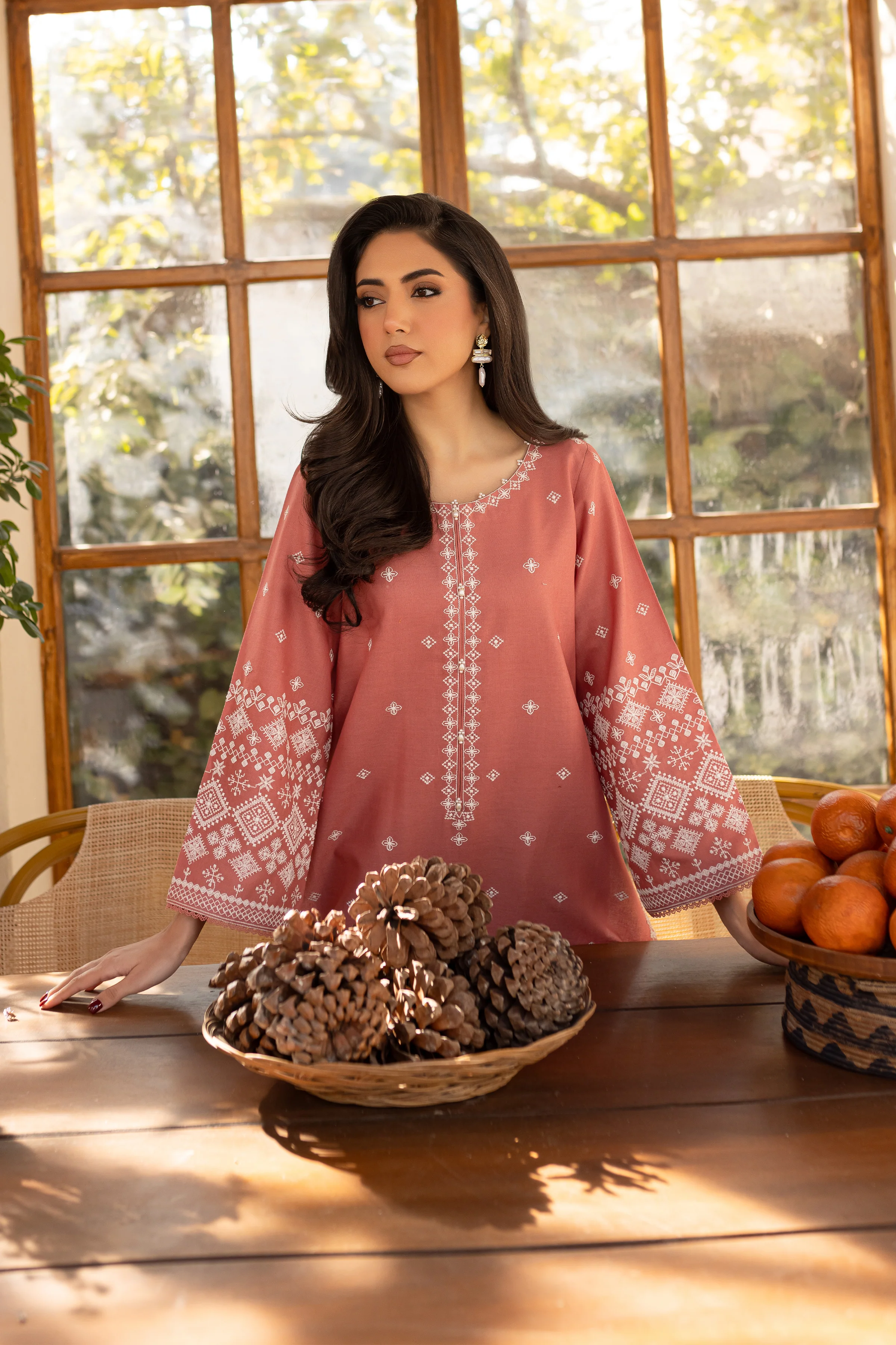 Coral Jasper 2Pc - Embroidered Khaddar Dress - Image 8