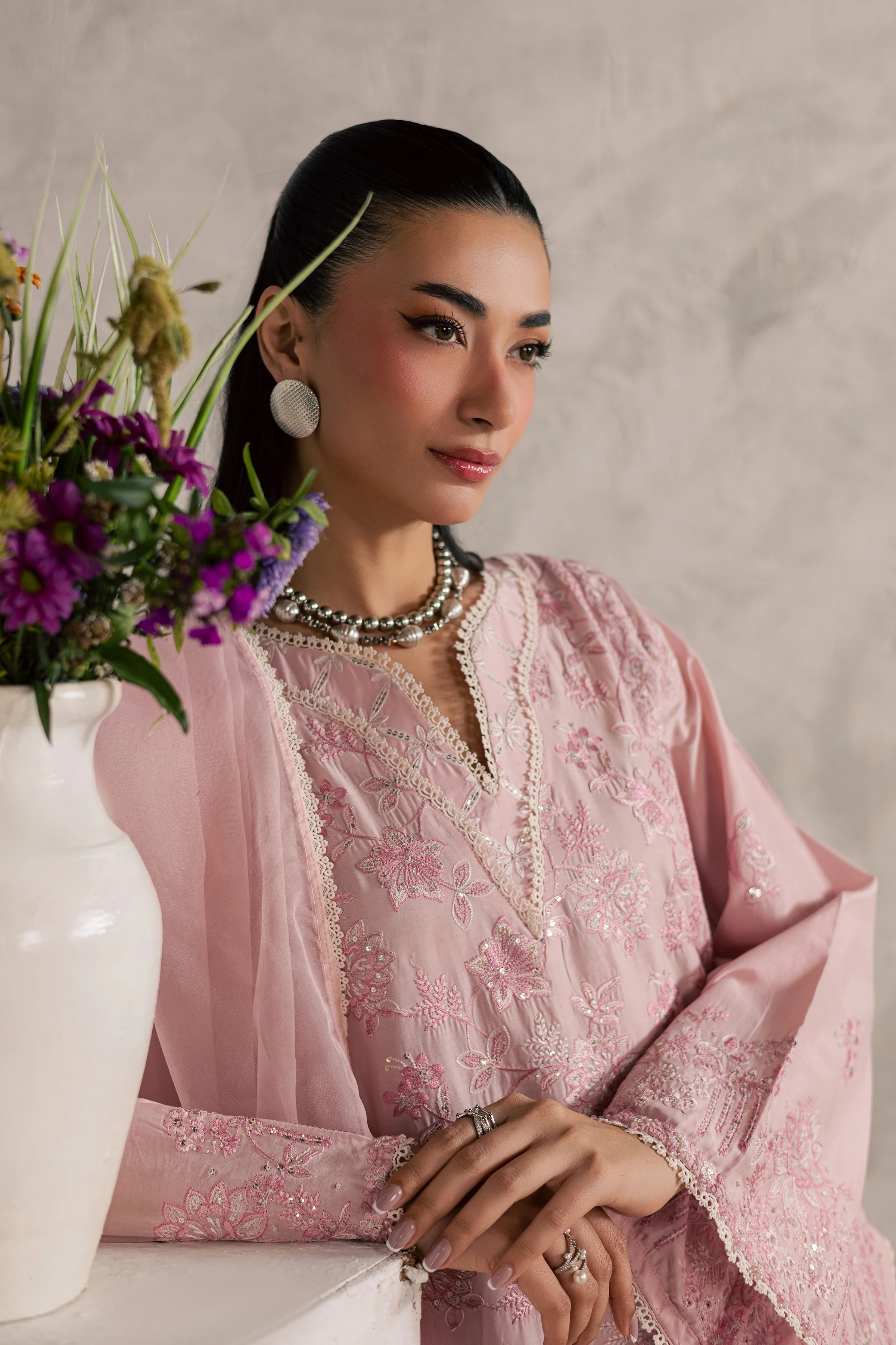 Coral Mist 3Pc - Festive Embroidered Lawn - Image 4