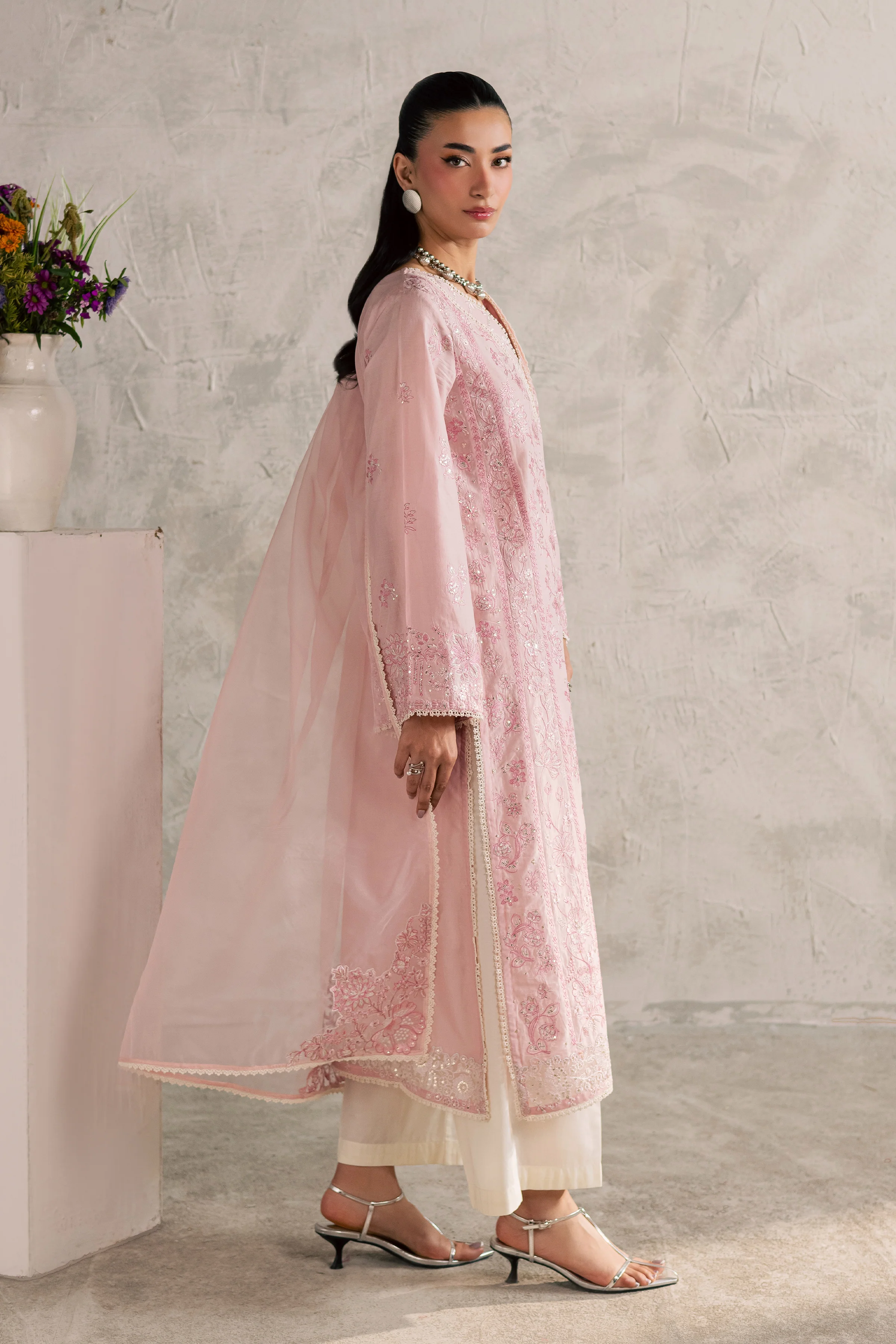 Coral Mist 3Pc - Festive Embroidered Lawn - Image 5
