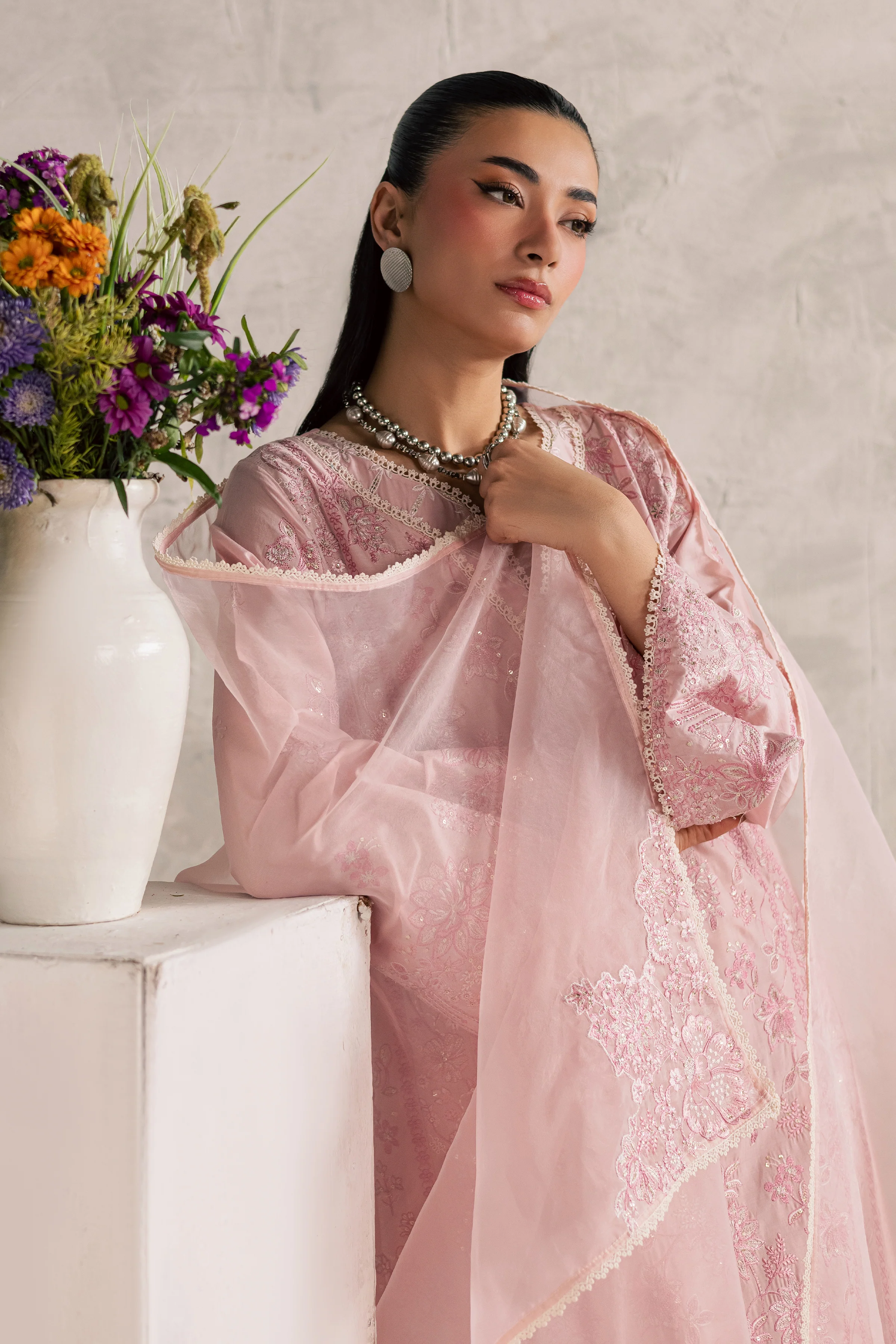 Coral Mist 3Pc - Festive Embroidered Lawn - Image 6