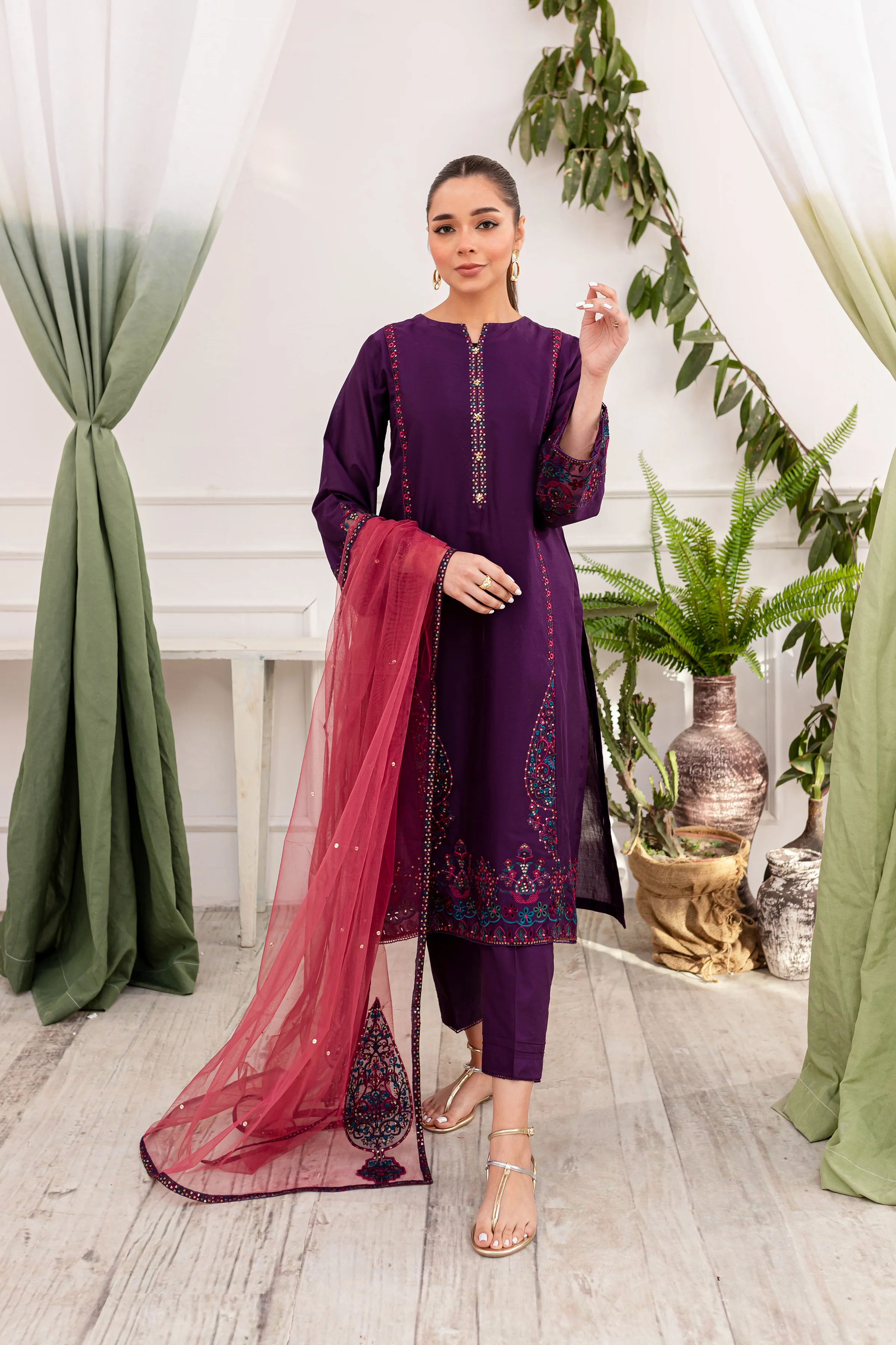 Corset 3Pc - Embroidered Lawn Dress - Image 12