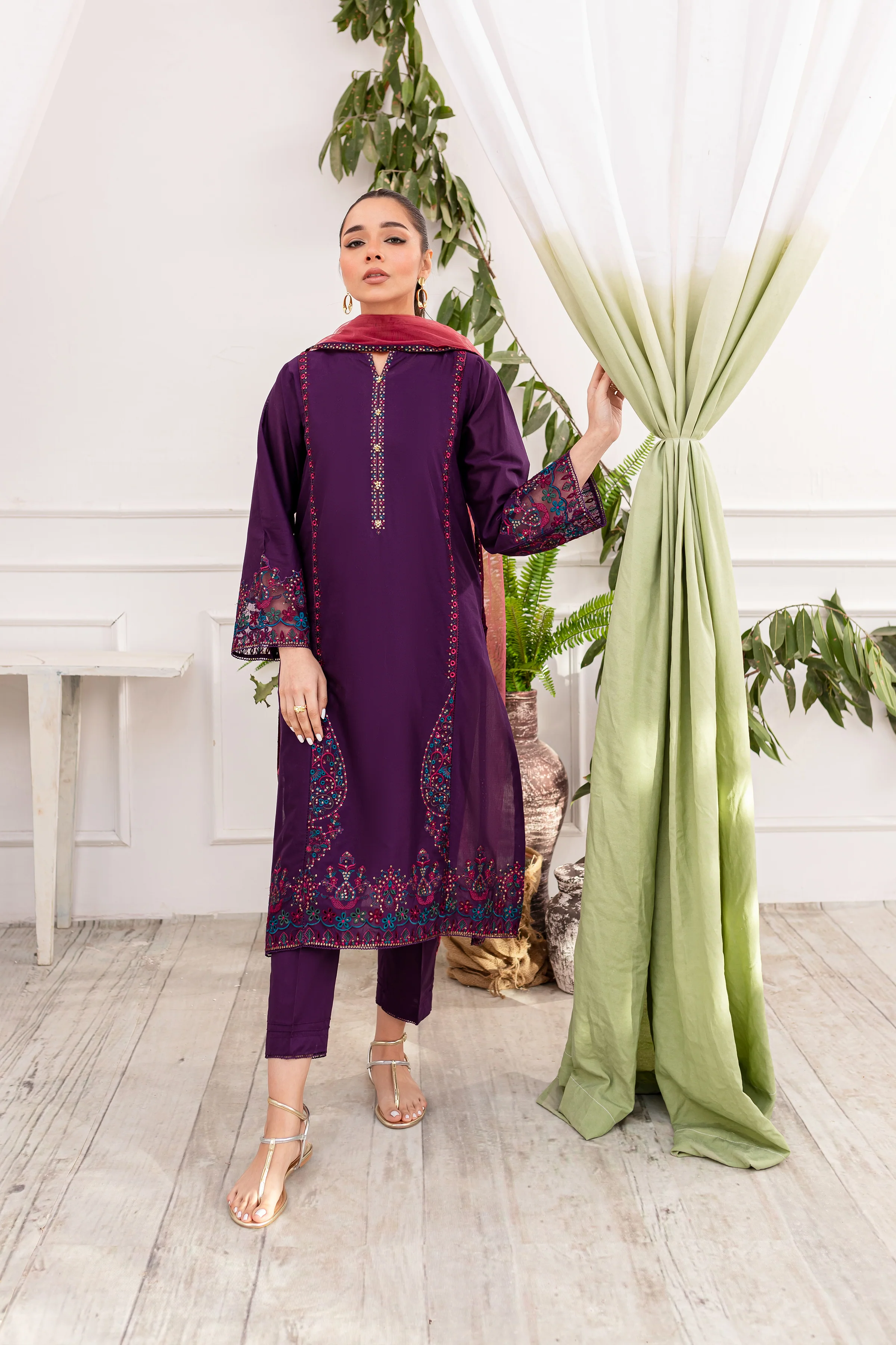Corset 3Pc - Embroidered Lawn Dress - Image 14