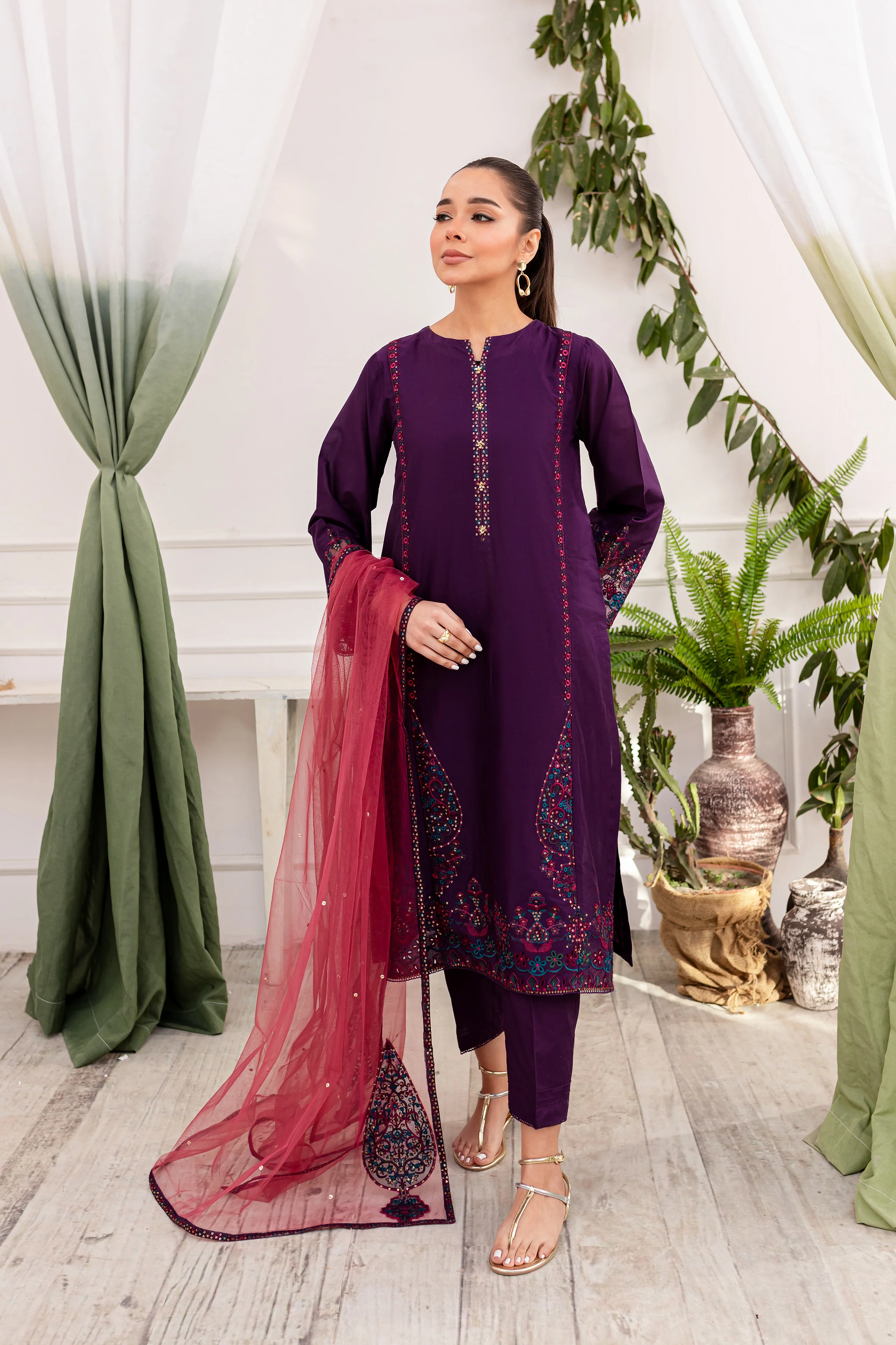 Corset 3Pc - Embroidered Lawn Dress - Image 16