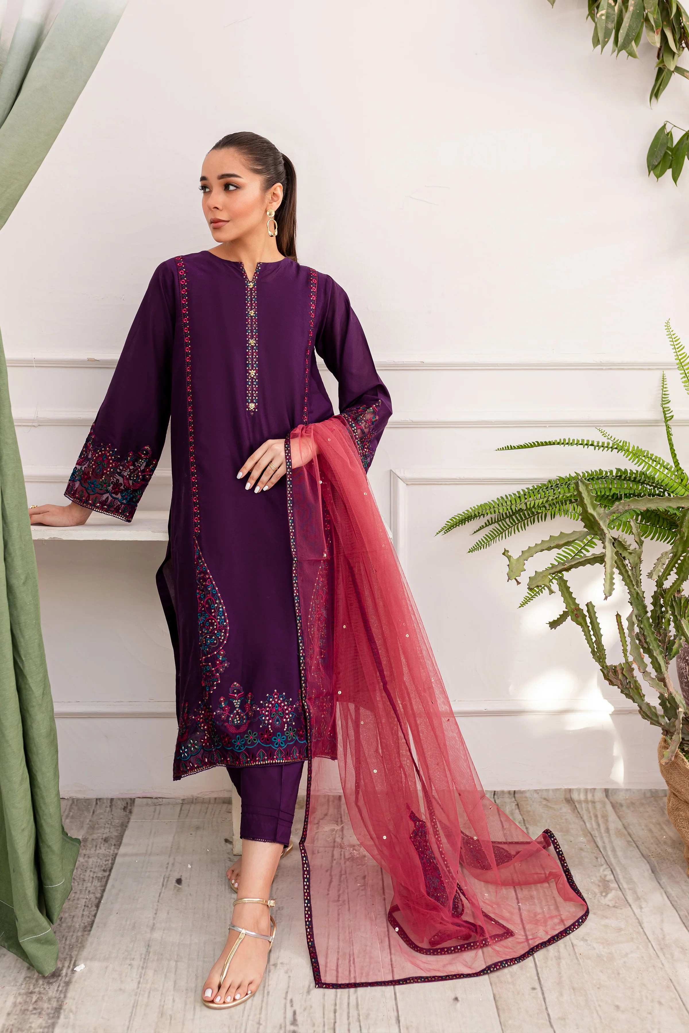 Corset 3Pc - Embroidered Lawn Dress - Image 4