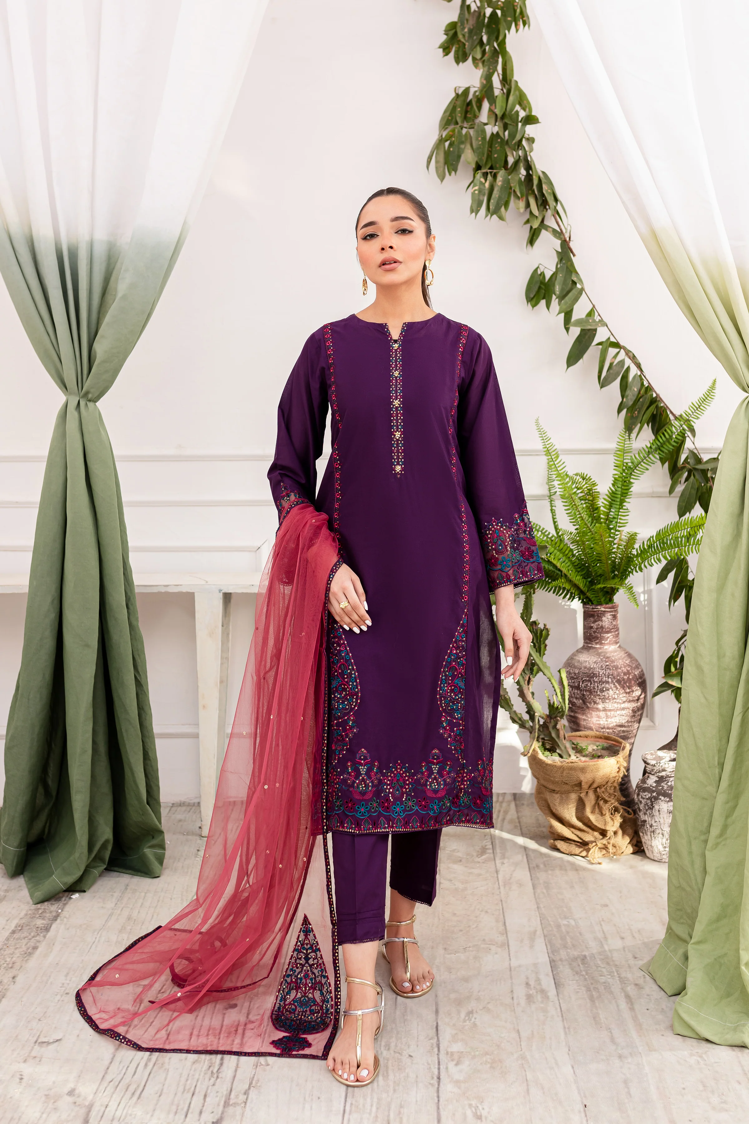 Corset 3Pc - Embroidered Lawn Dress - Image 6