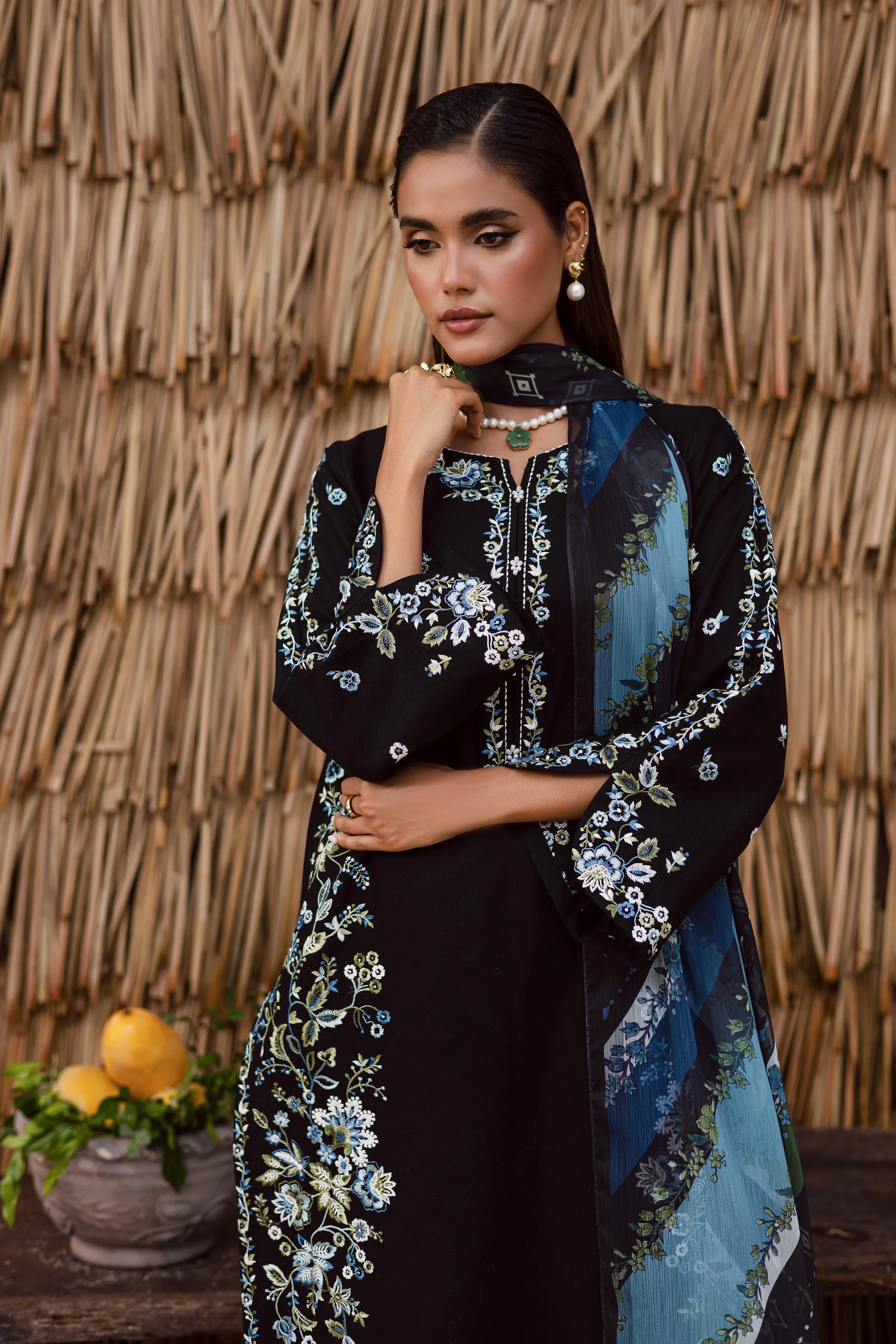 Crimora 3Pc - Embroidered Khaddar Dress - Image 3