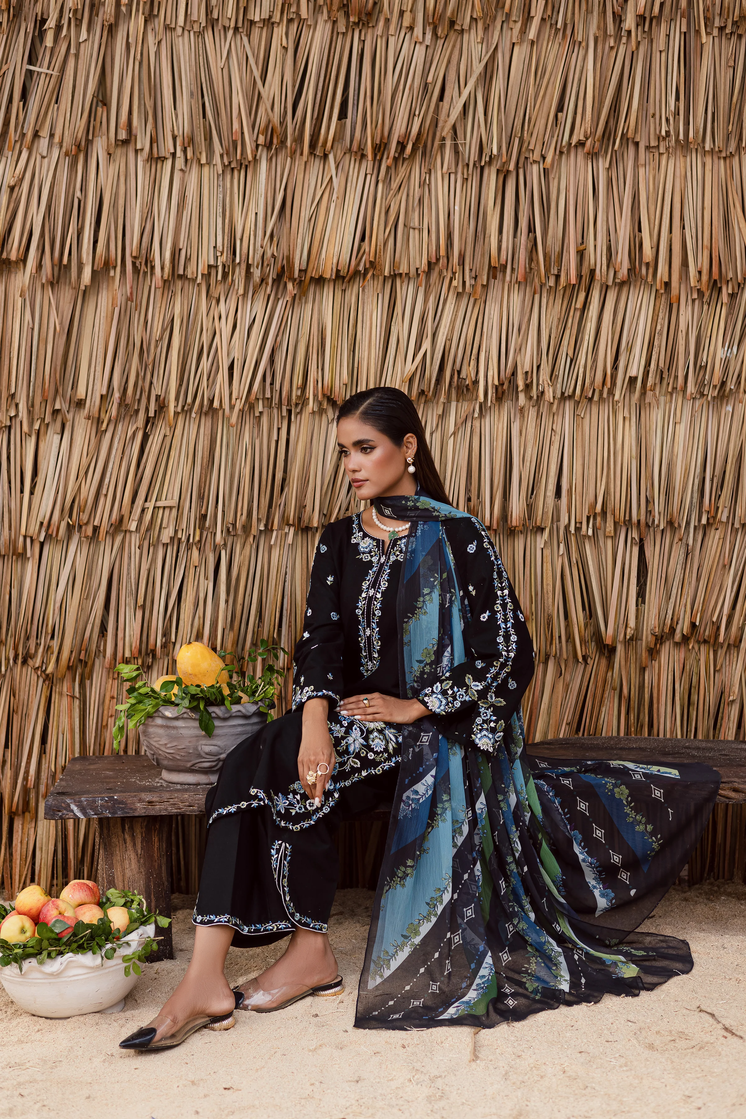 Crimora 3Pc - Embroidered Khaddar Dress - Image 4