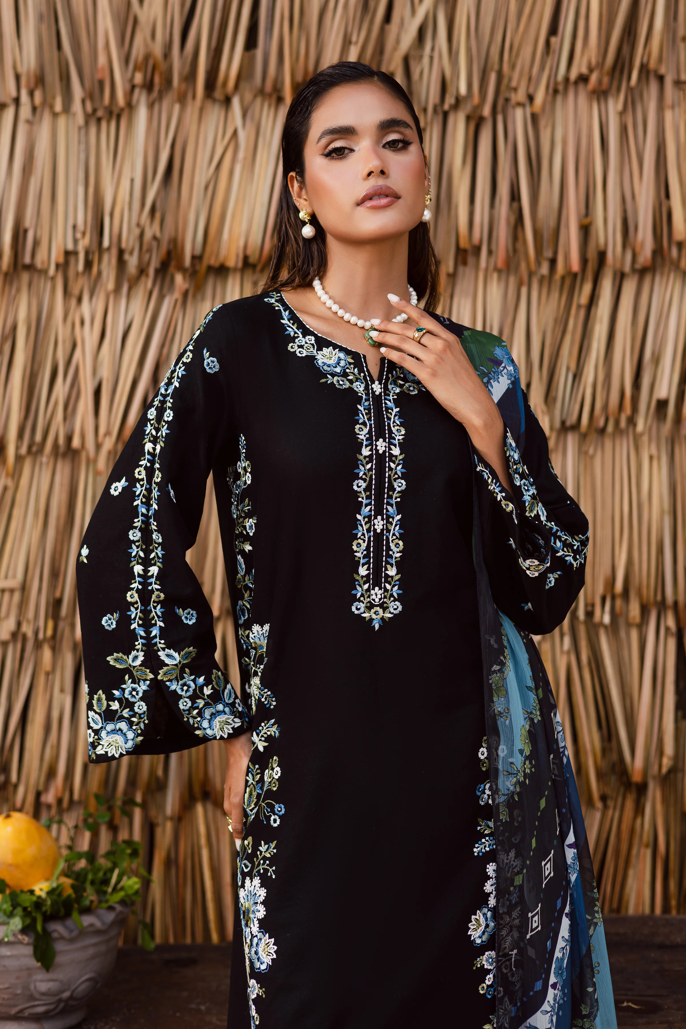 Crimora 3Pc - Embroidered Khaddar Dress - Image 6