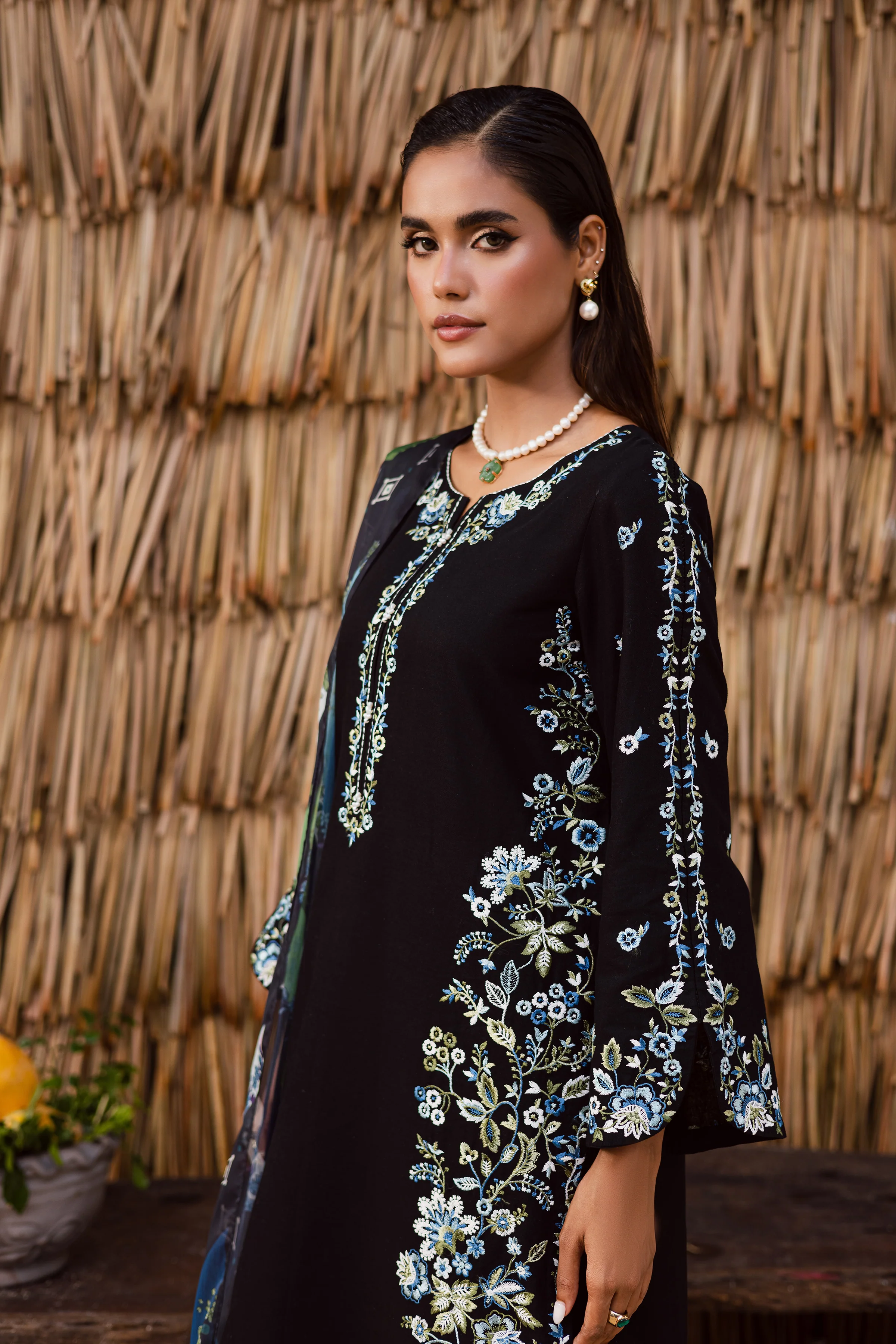 Crimora 3Pc - Embroidered Khaddar Dress - Image 8