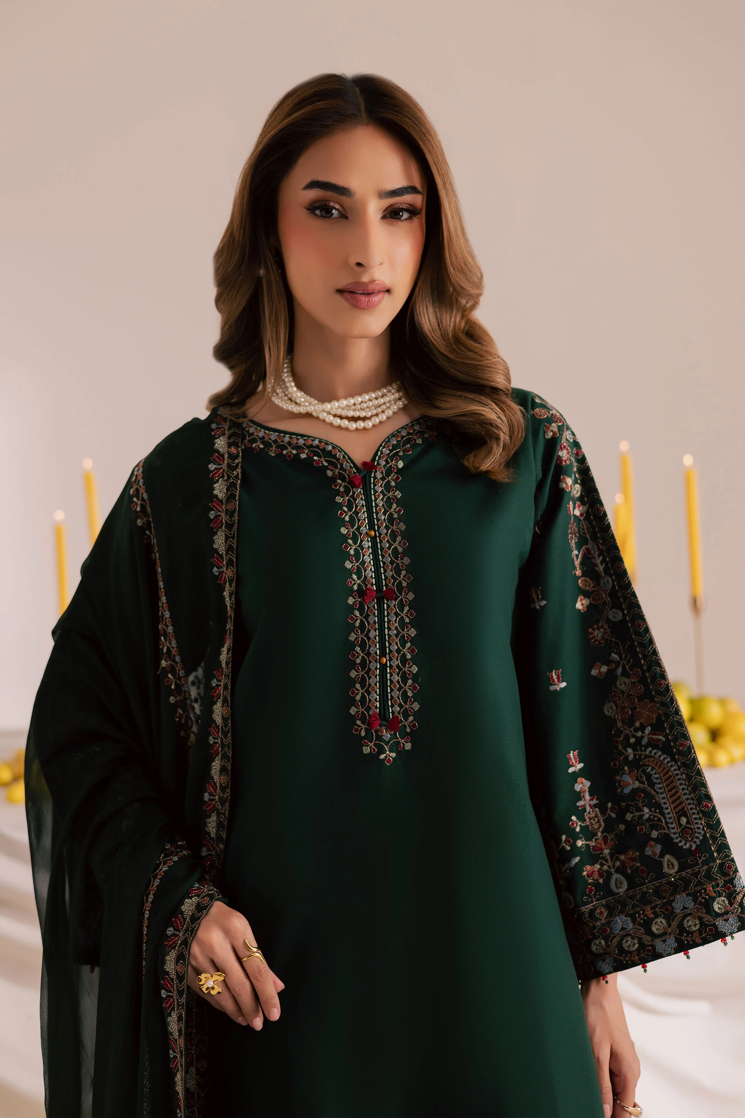 Cross Hatch 3Pc - Embroidered Khaddar Dress - Image 2
