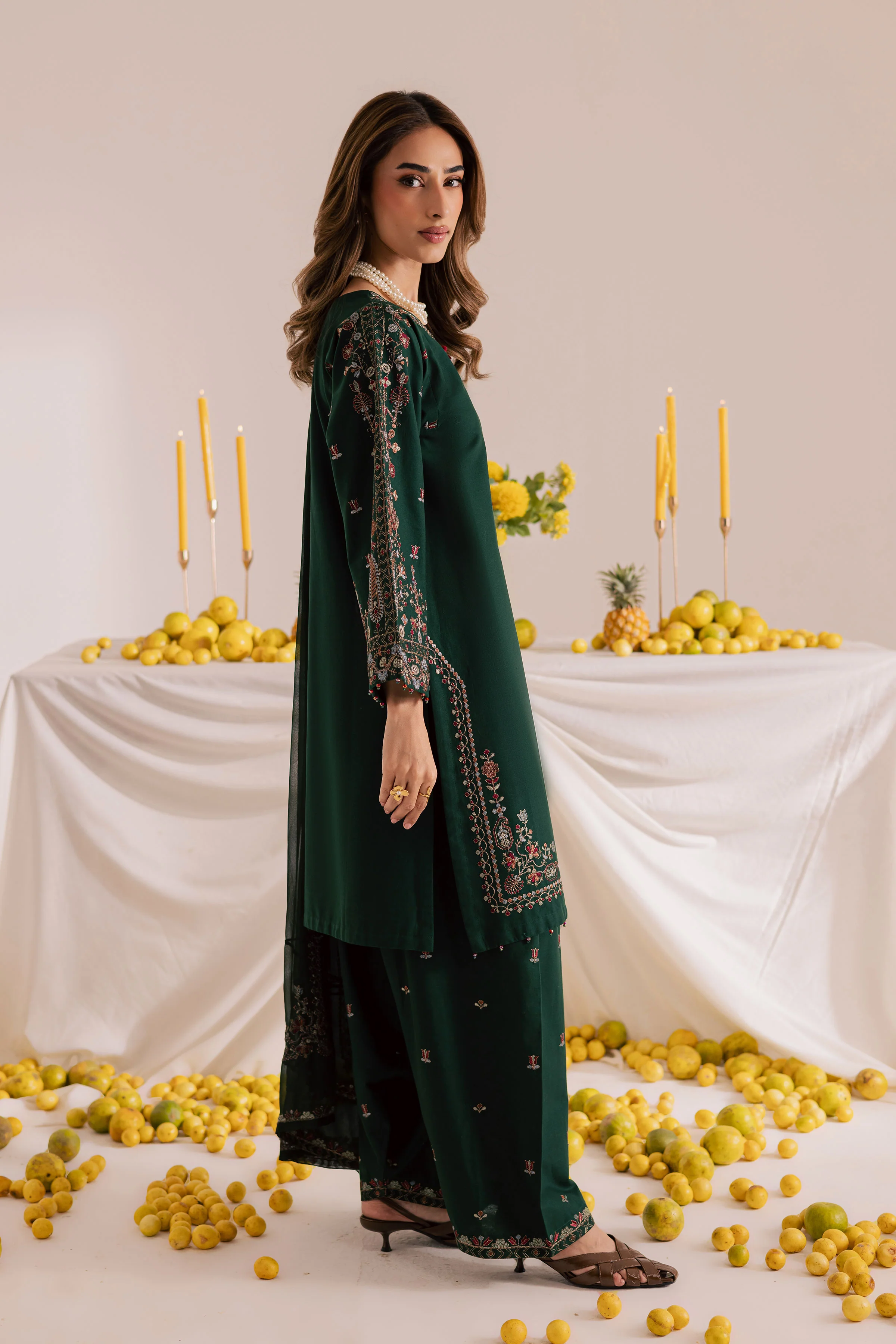 Cross Hatch 3Pc - Embroidered Khaddar Dress - Image 4