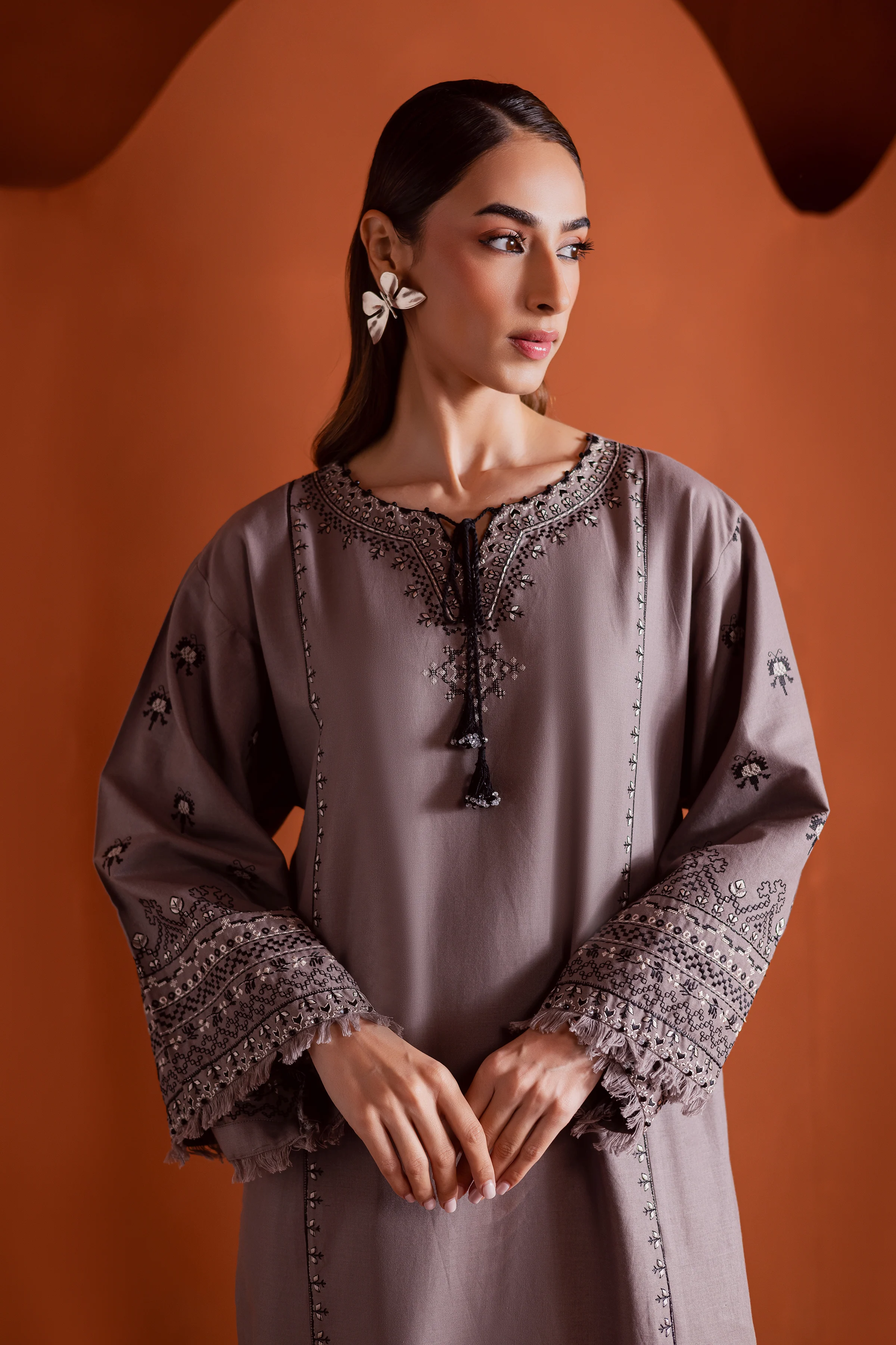 Cross Word 2Pc - Embroidered Khaddar Dress - Image 2