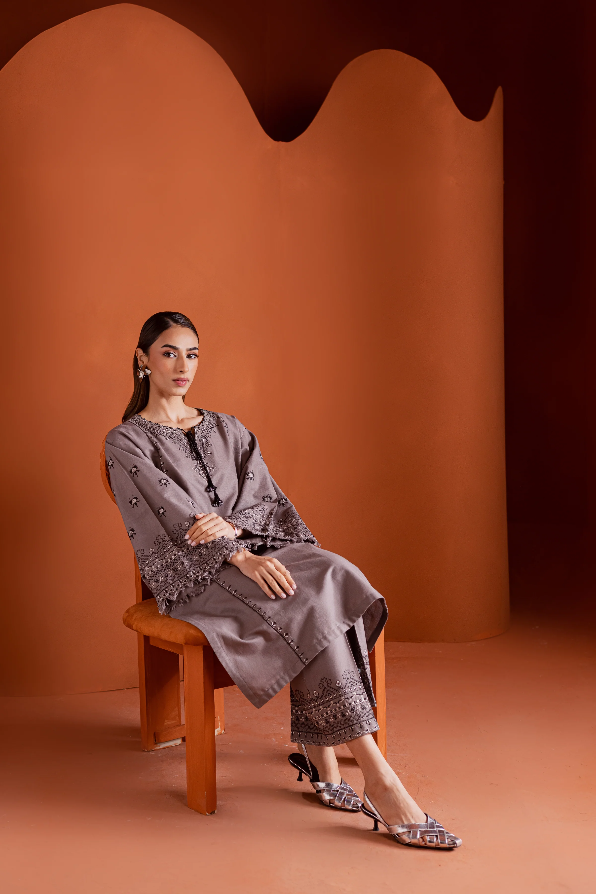 Cross Word 2Pc - Embroidered Khaddar Dress - Image 5
