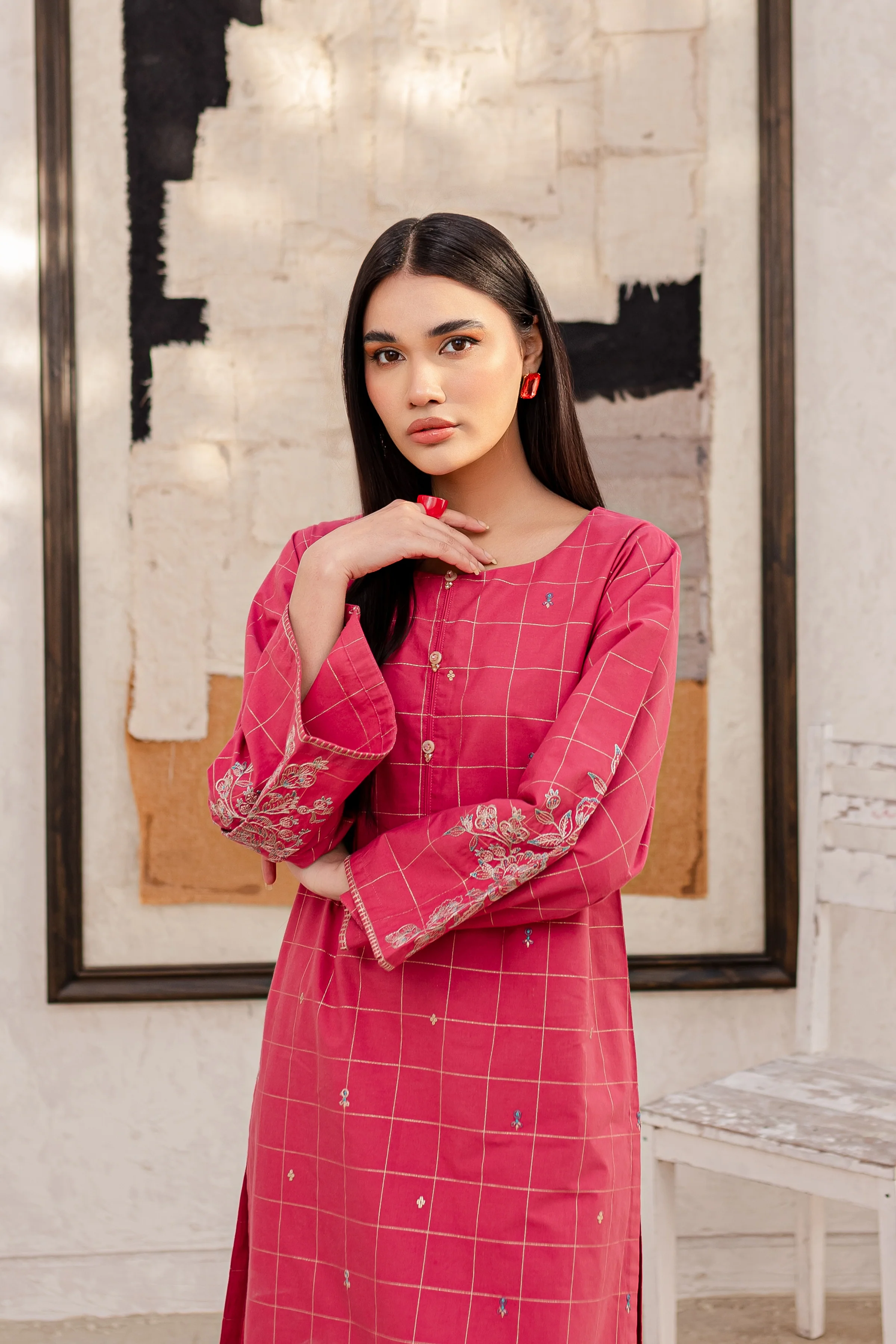 Curls 2Pc - Embroidered Jacquard Dress - Image 10
