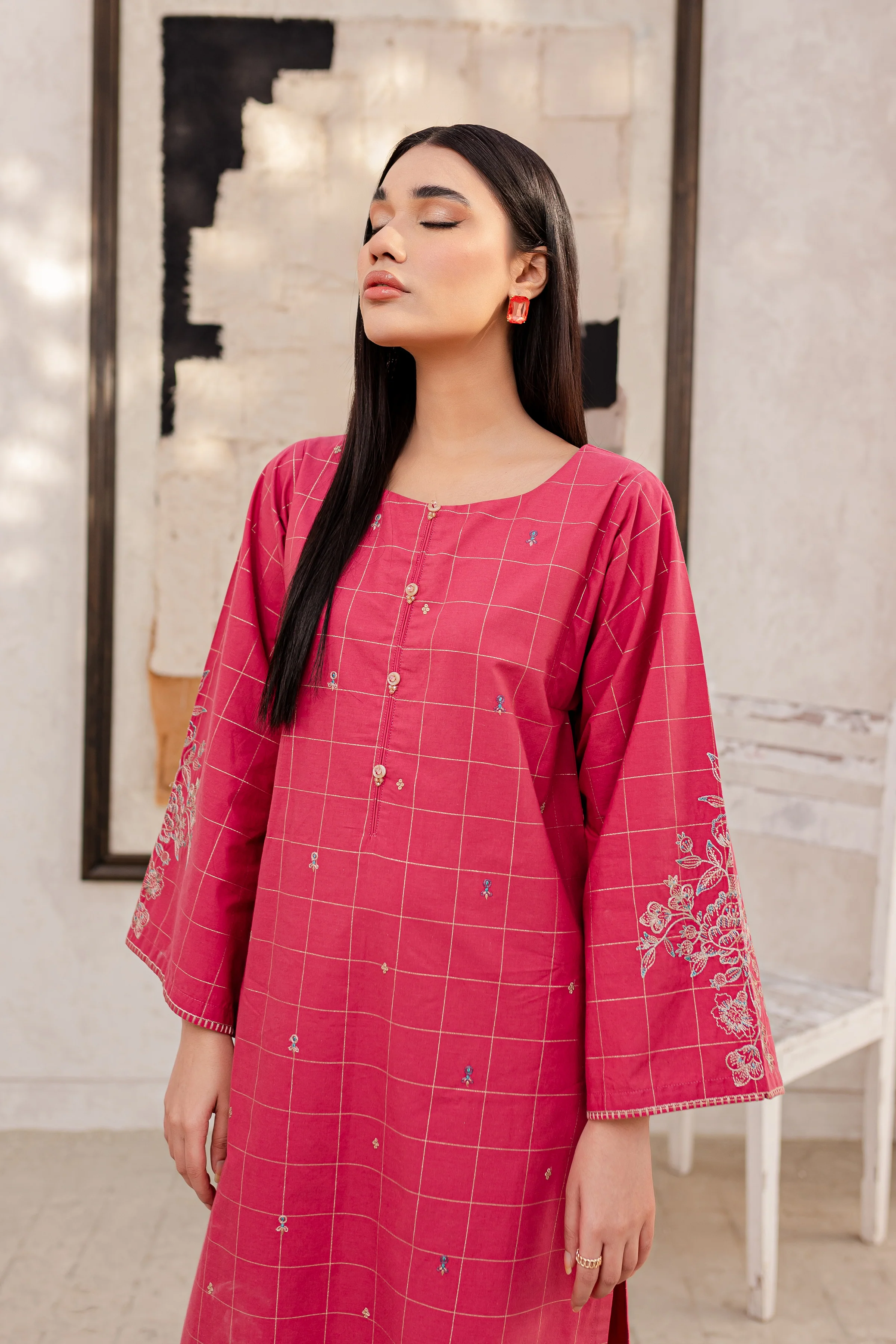 Curls 2Pc - Embroidered Jacquard Dress - Image 11