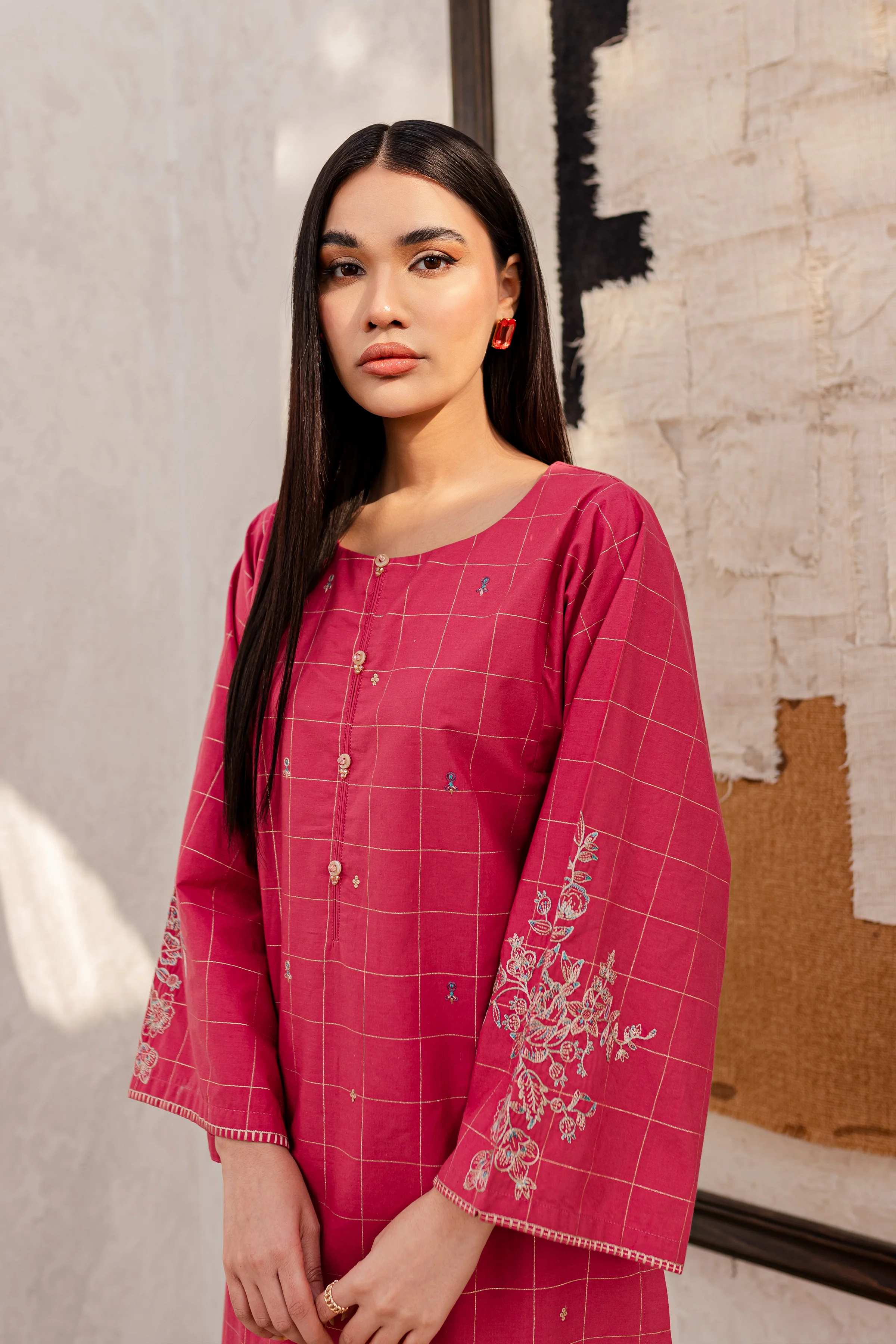 Curls 2Pc - Embroidered Jacquard Dress - Image 3