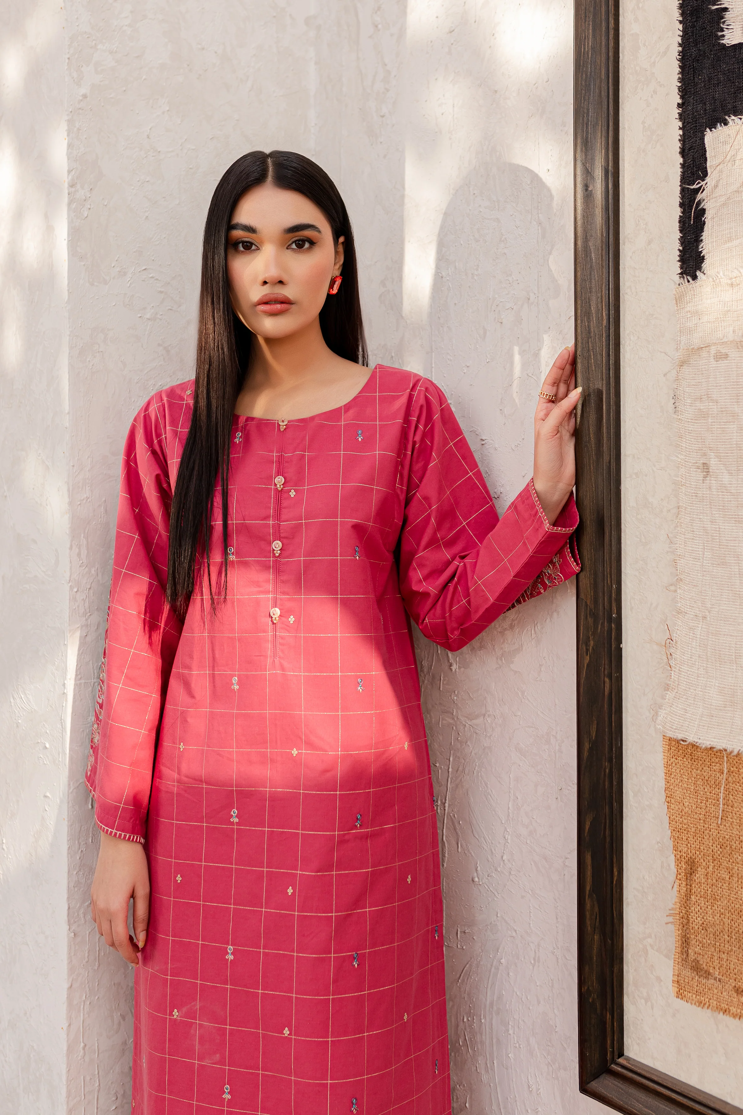 Curls 2Pc - Embroidered Jacquard Dress - Image 4