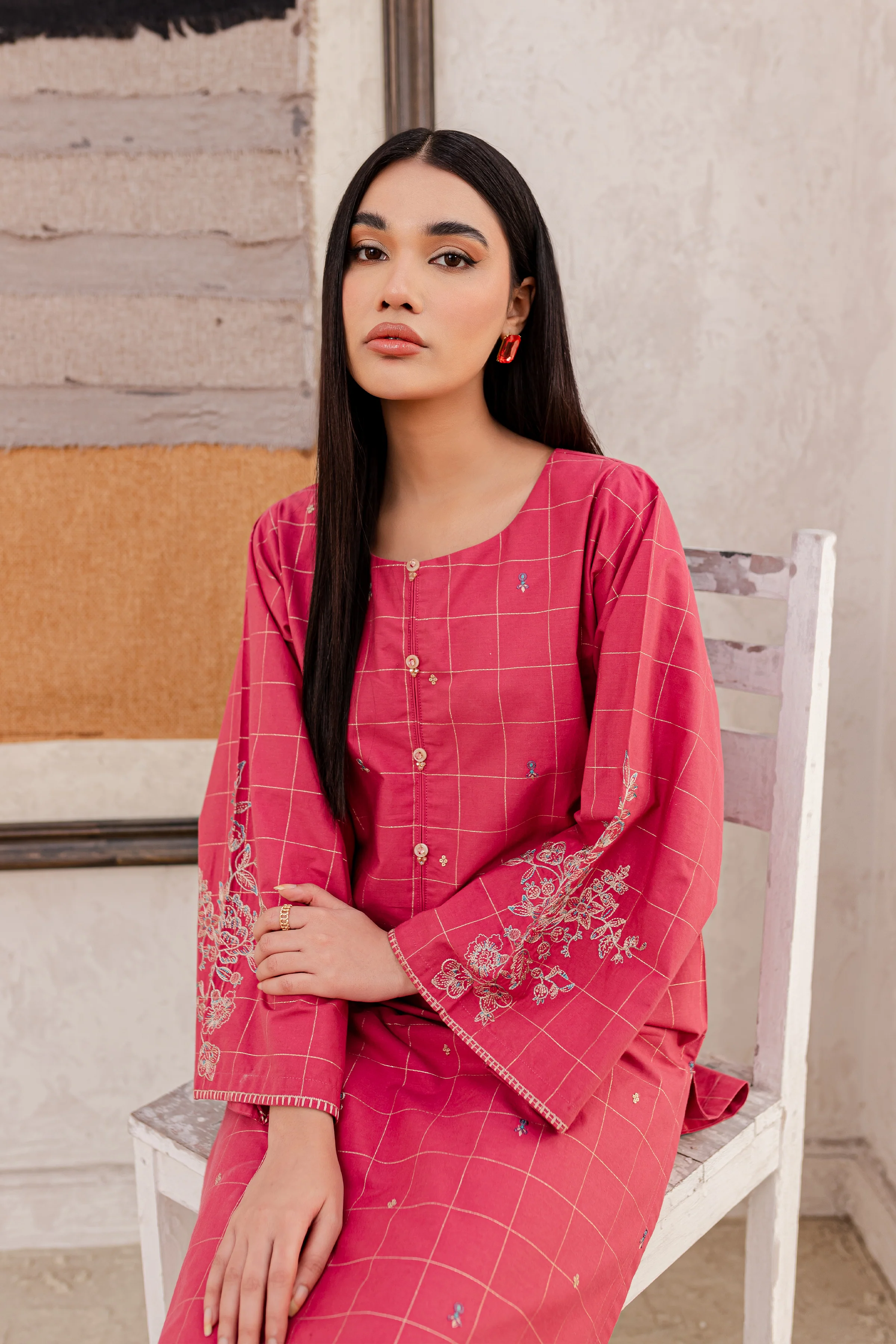 Curls 2Pc - Embroidered Jacquard Dress - Image 6
