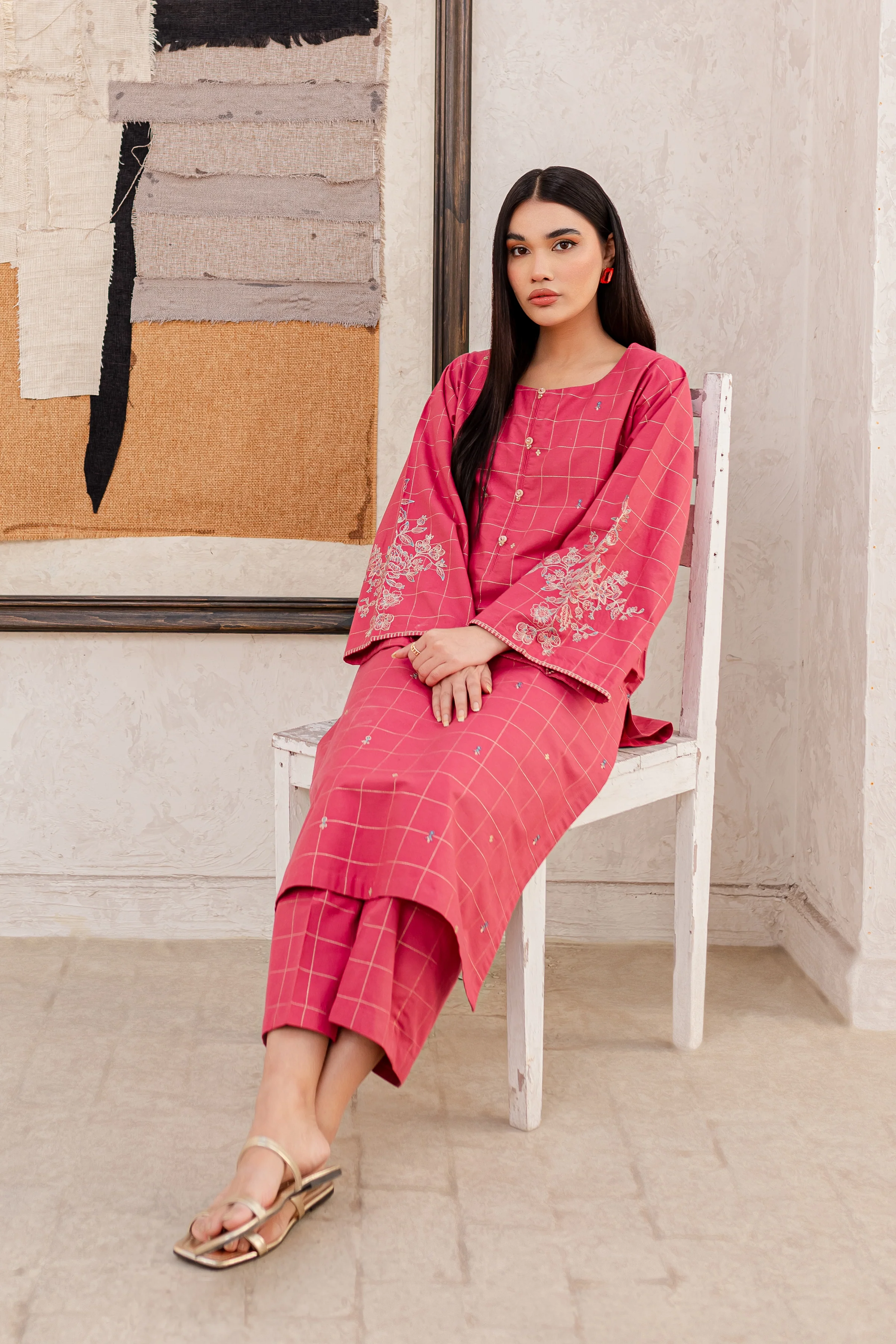Curls 2Pc - Embroidered Jacquard Dress - Image 7