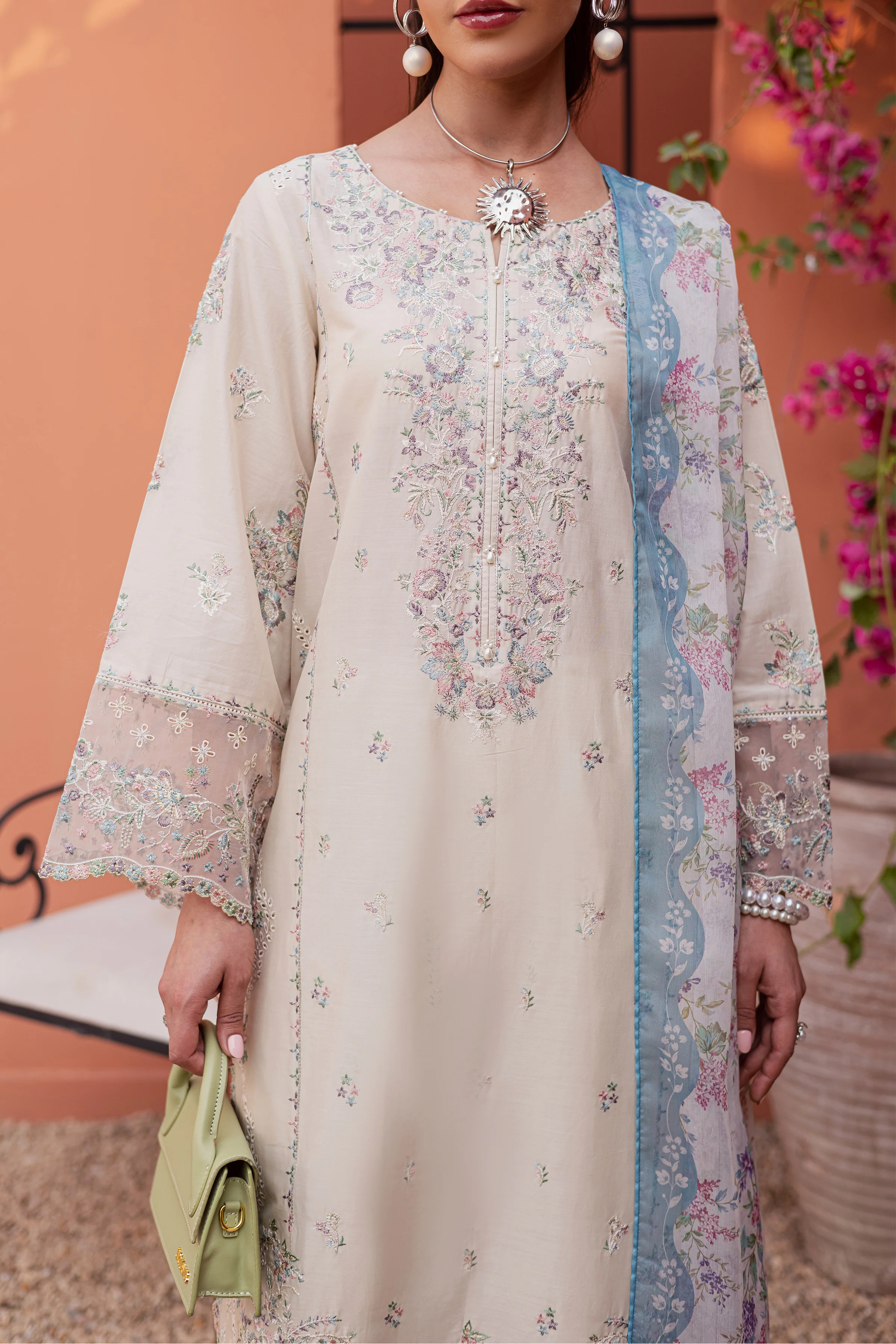 Cyntia 3Pc - Festive Embroidered Lawn - Image 16