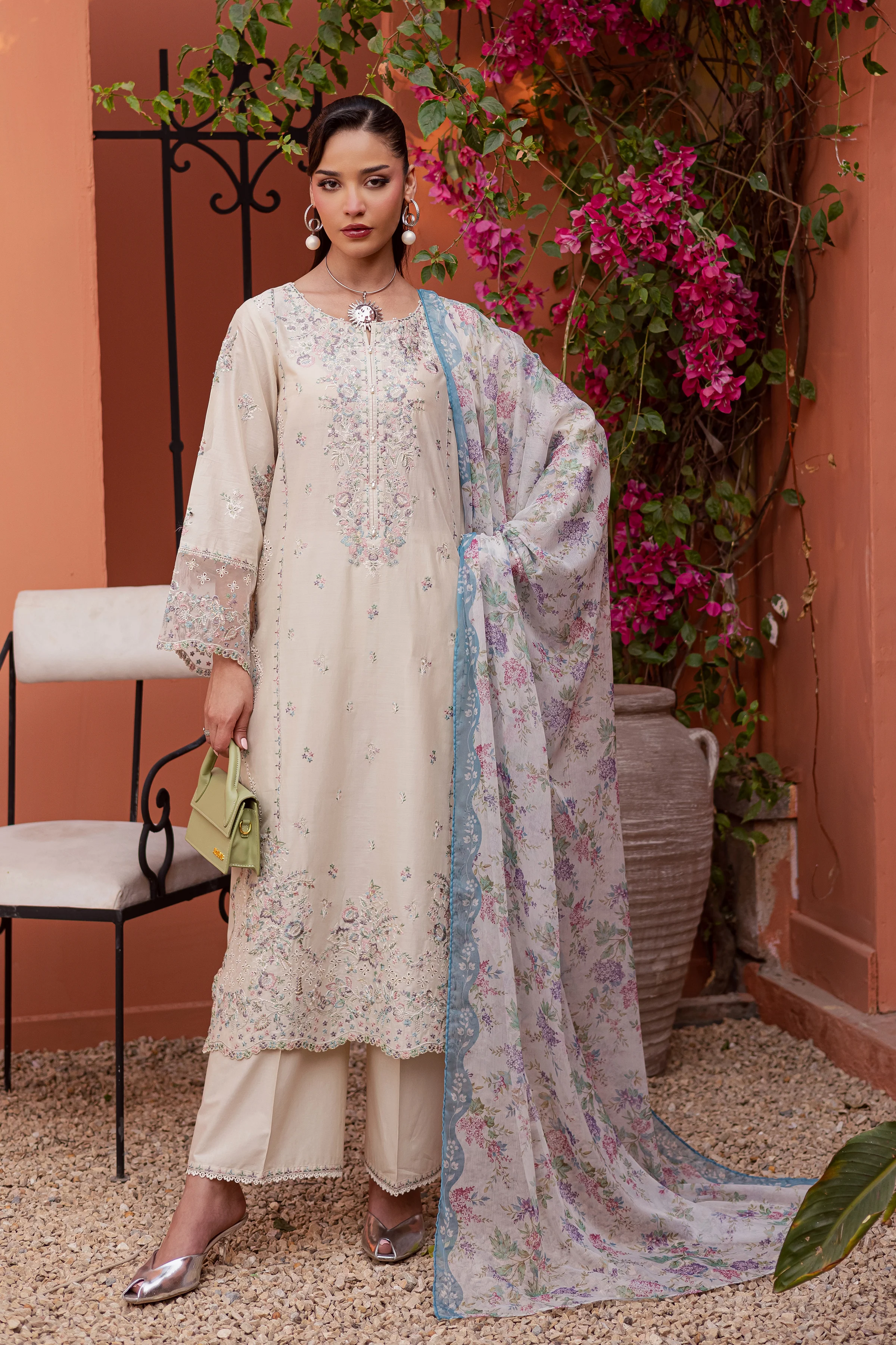 Cyntia 3Pc - Festive Embroidered Lawn - Image 3