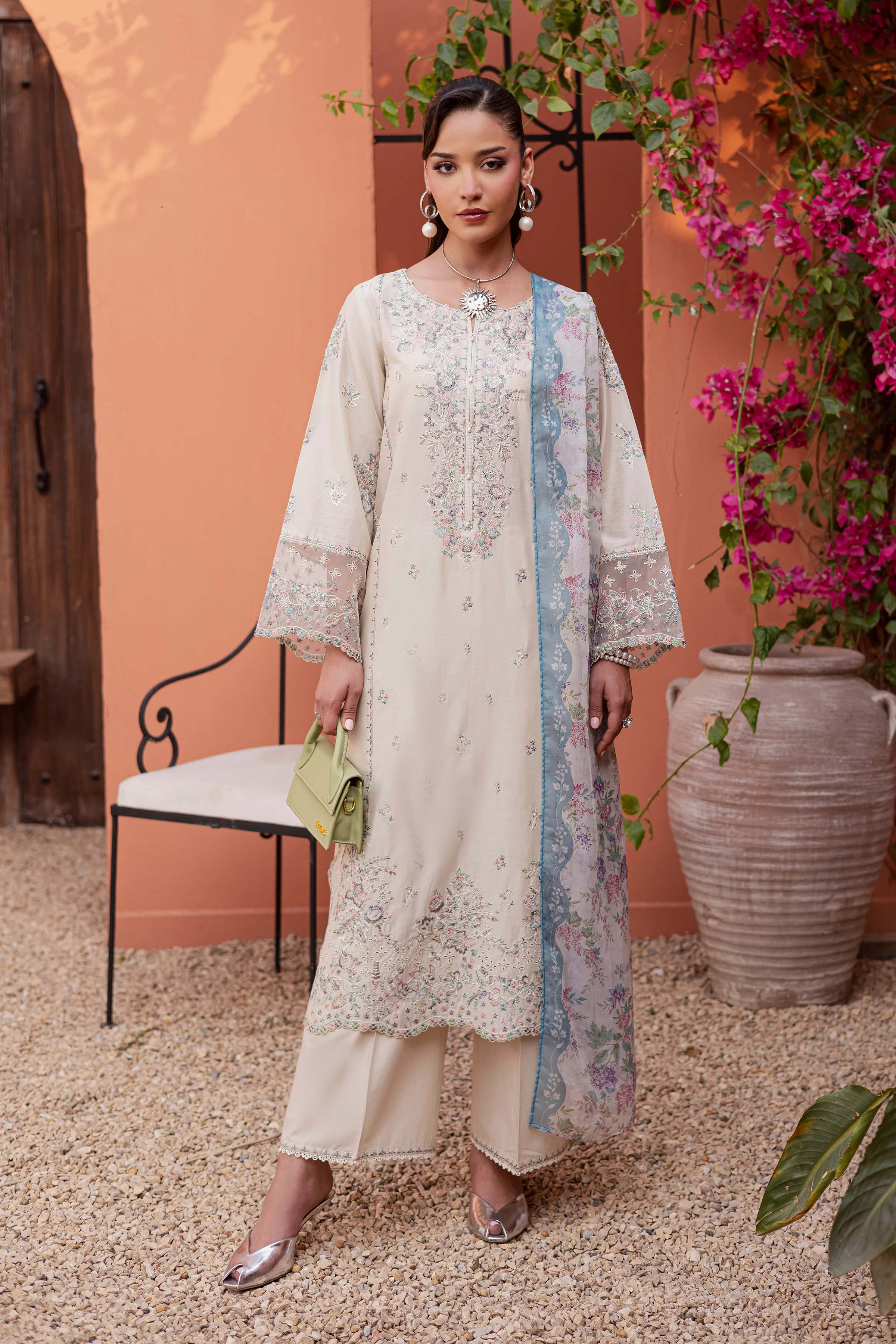 Cyntia 3Pc - Festive Embroidered Lawn - Image 5