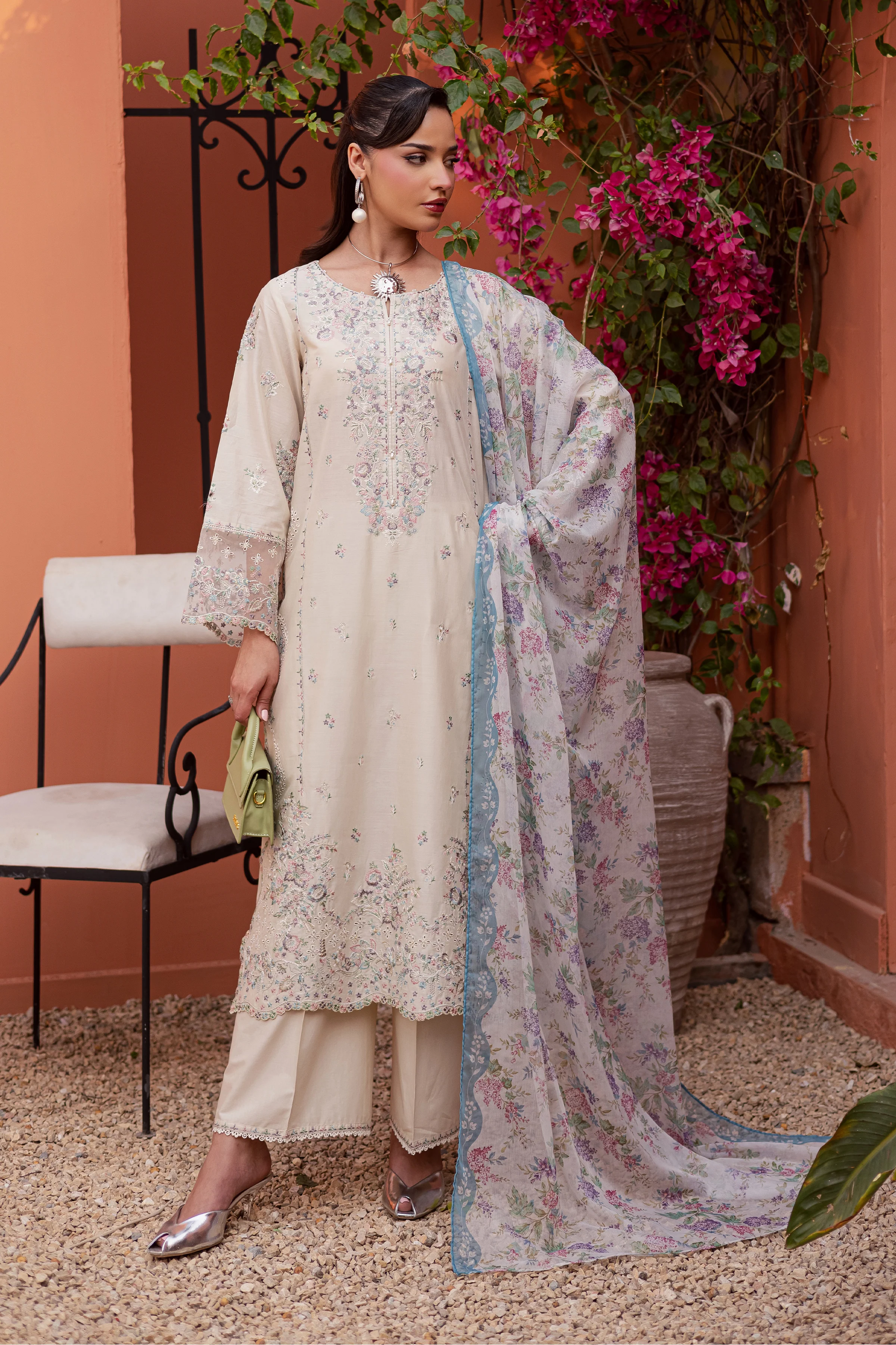 Cyntia 3Pc - Festive Embroidered Lawn - Image 8