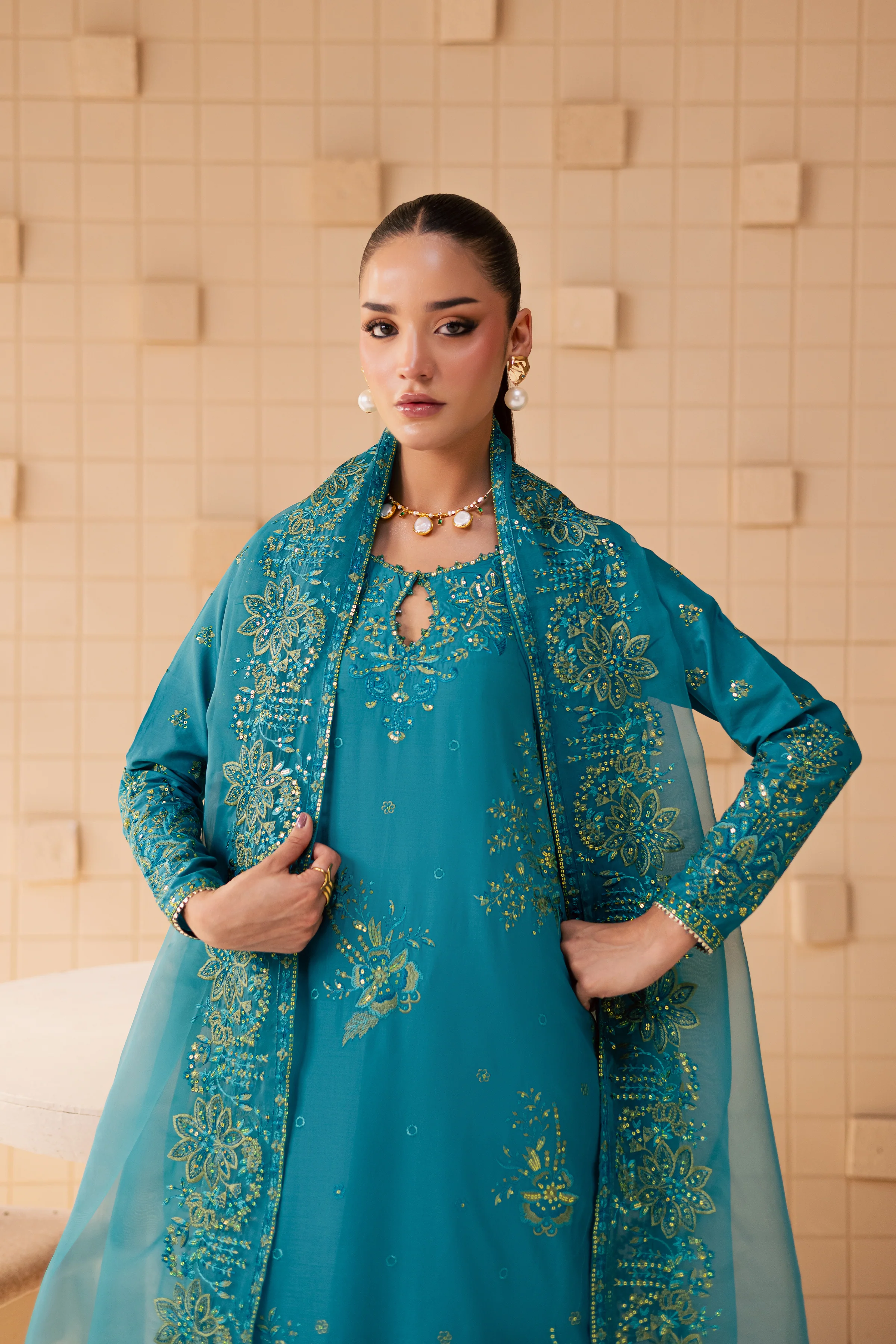 Dalilah 3Pc - Embroidered Lawn Dress - Image 3
