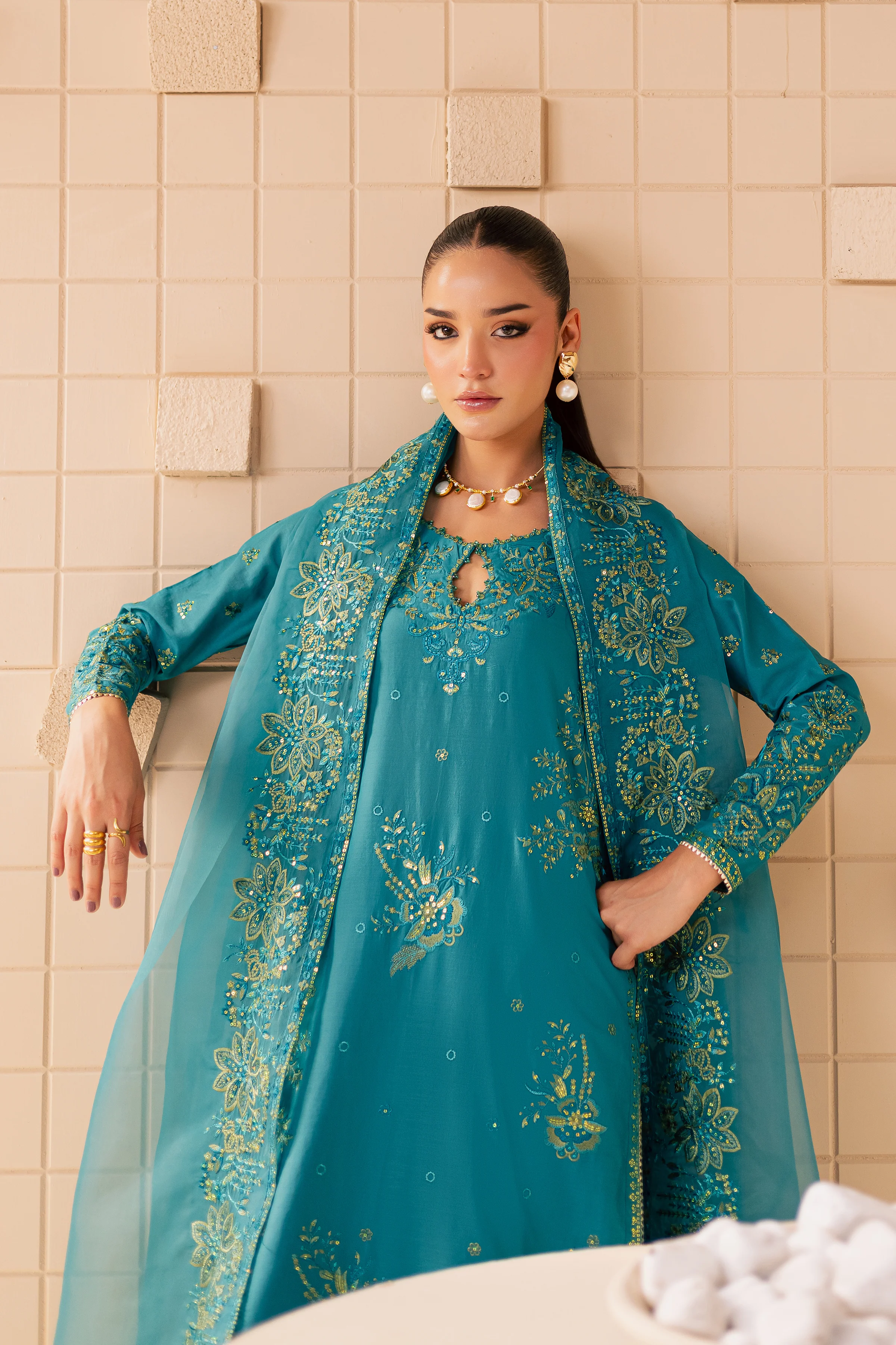 Dalilah 3Pc - Embroidered Lawn Dress - Image 5