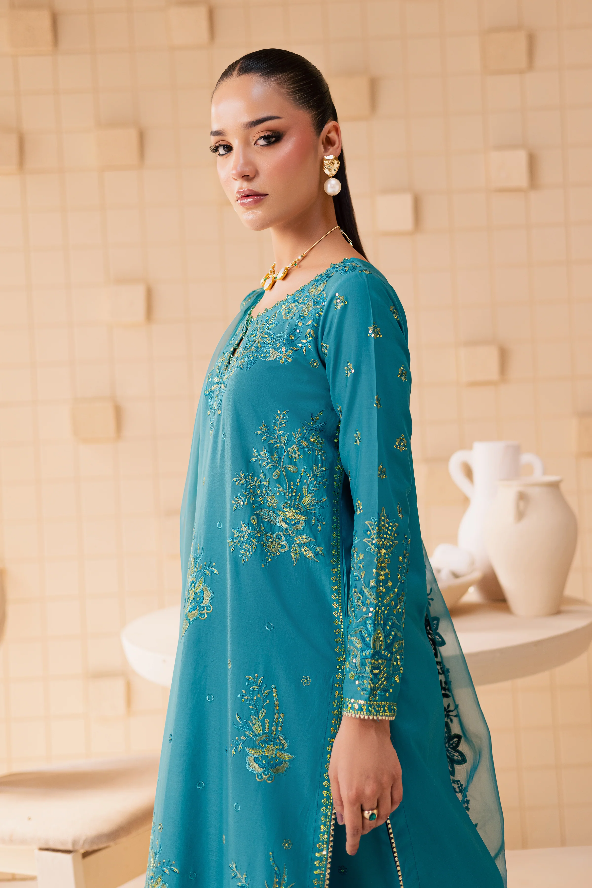 Dalilah 3Pc - Embroidered Lawn Dress - Image 6