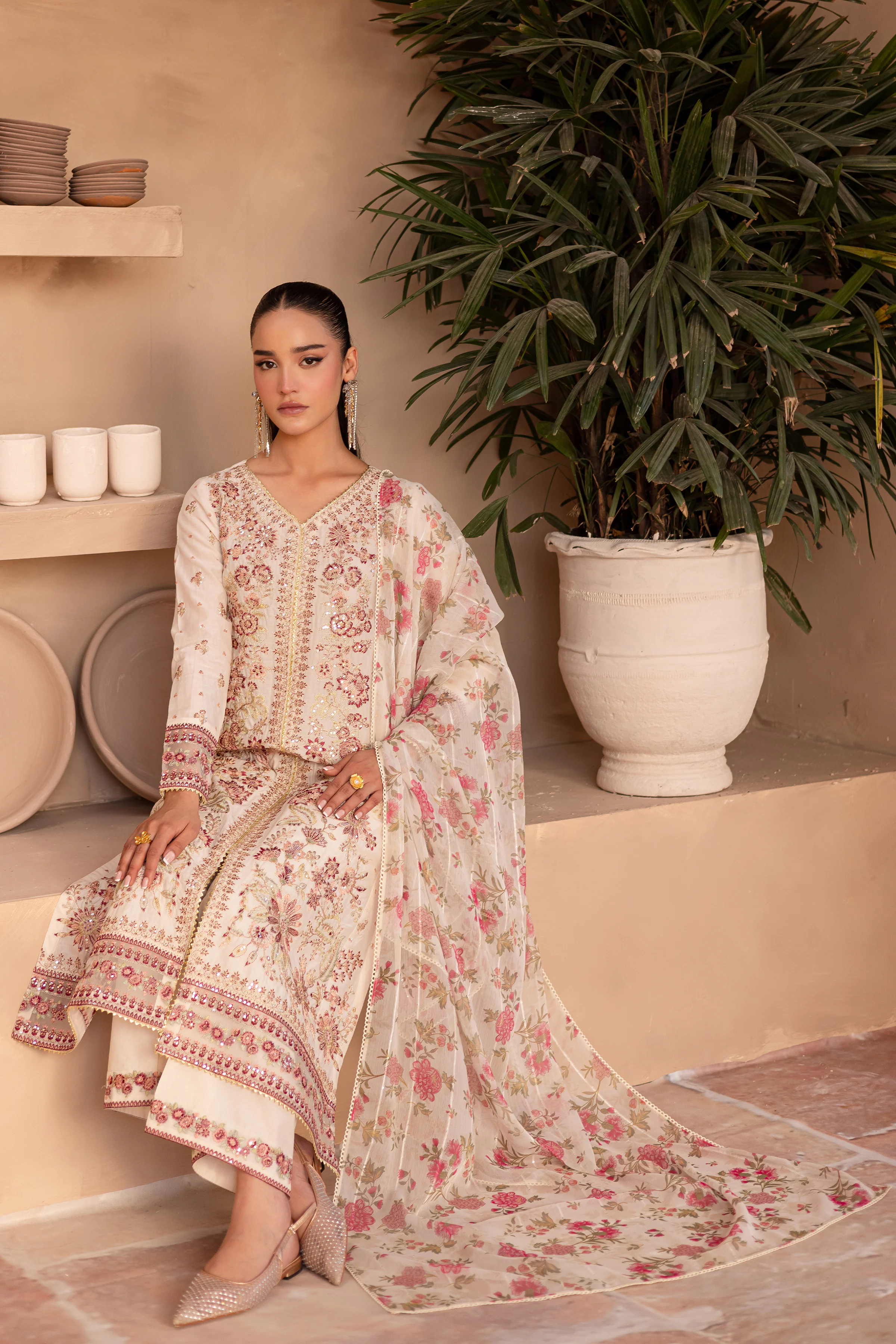 Dandelion 3Pc - Embroidered Luxe Pret - Image 4