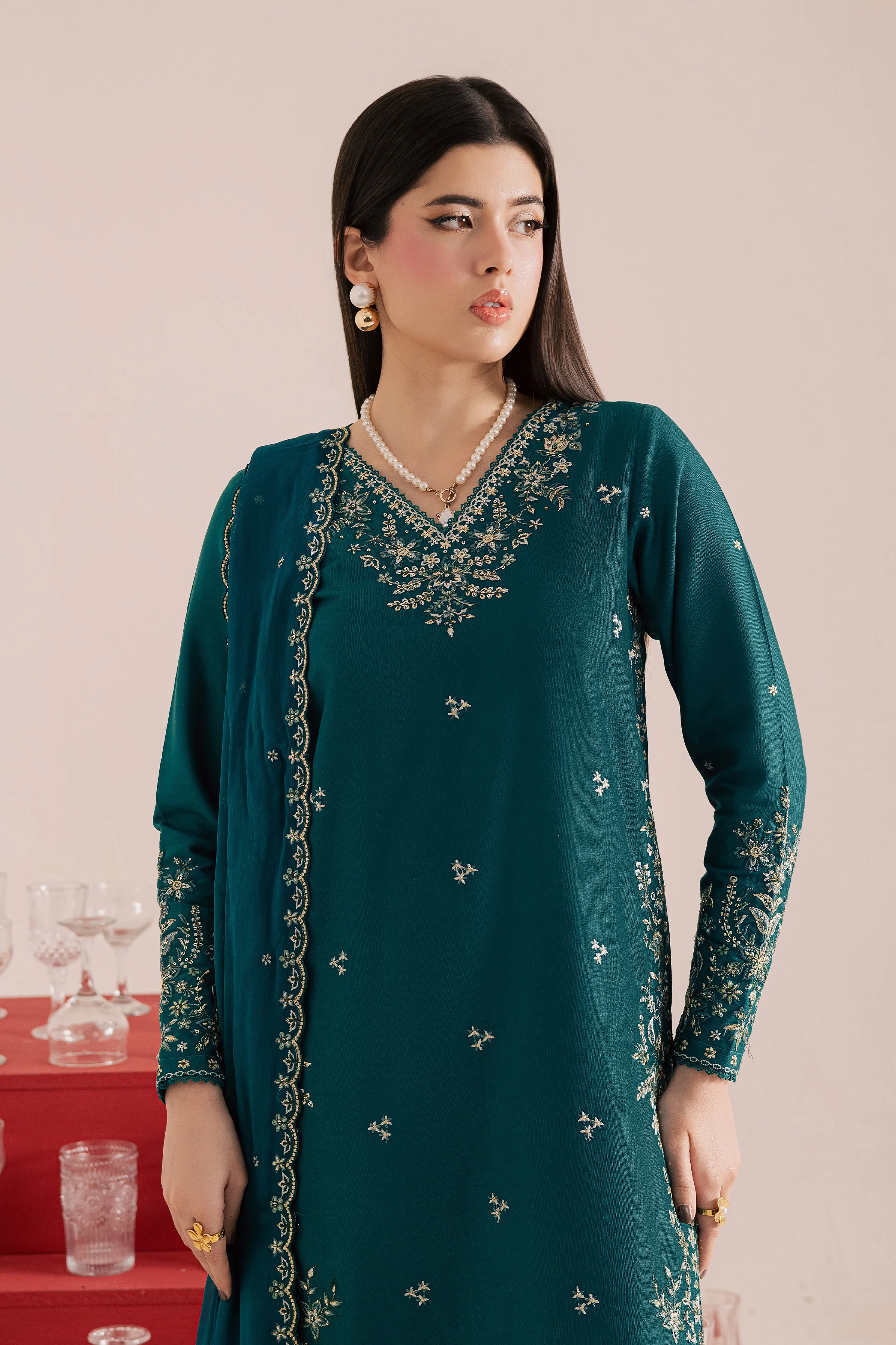 Dark Forest 3Pc - Embroidered Khaddar Dress - Image 2