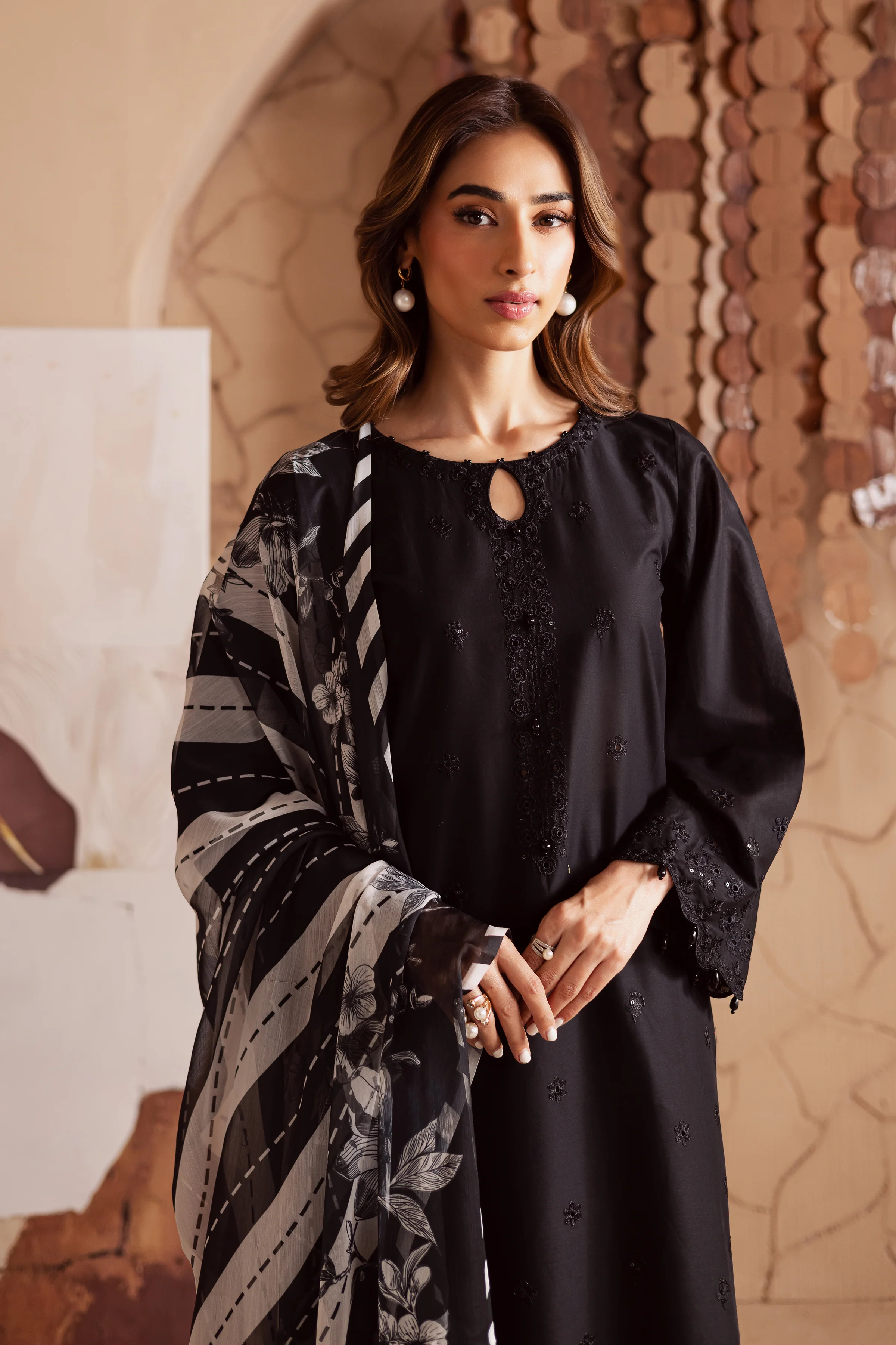 Dark Night 3Pc - Embroidered Lawn Dress - Image 2