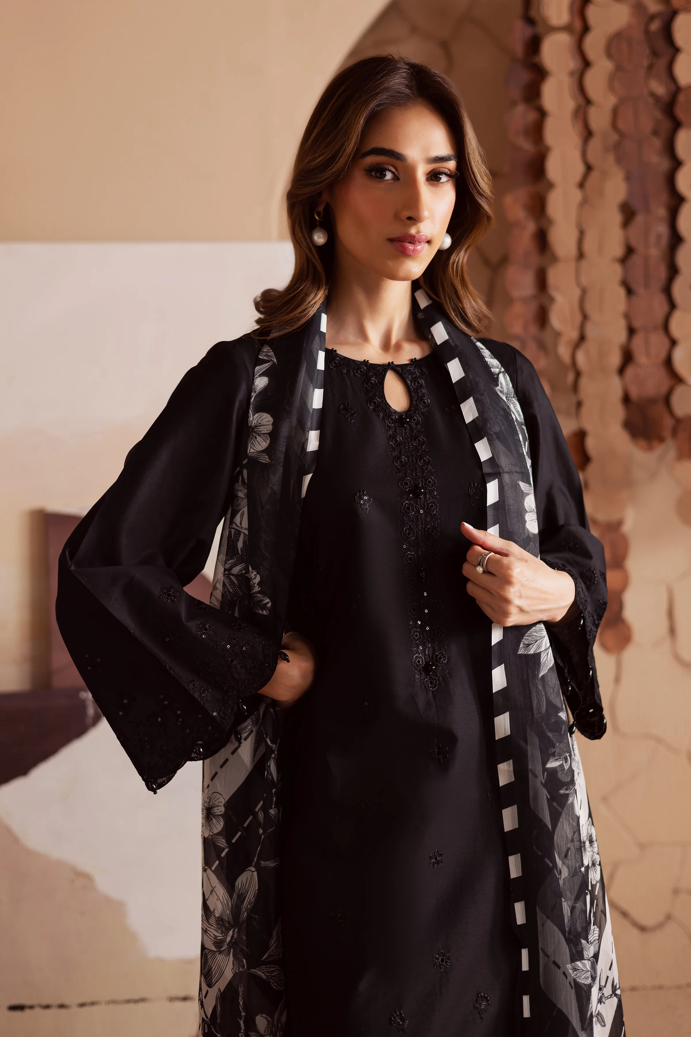 Dark Night 3Pc - Embroidered Lawn Dress - Image 3