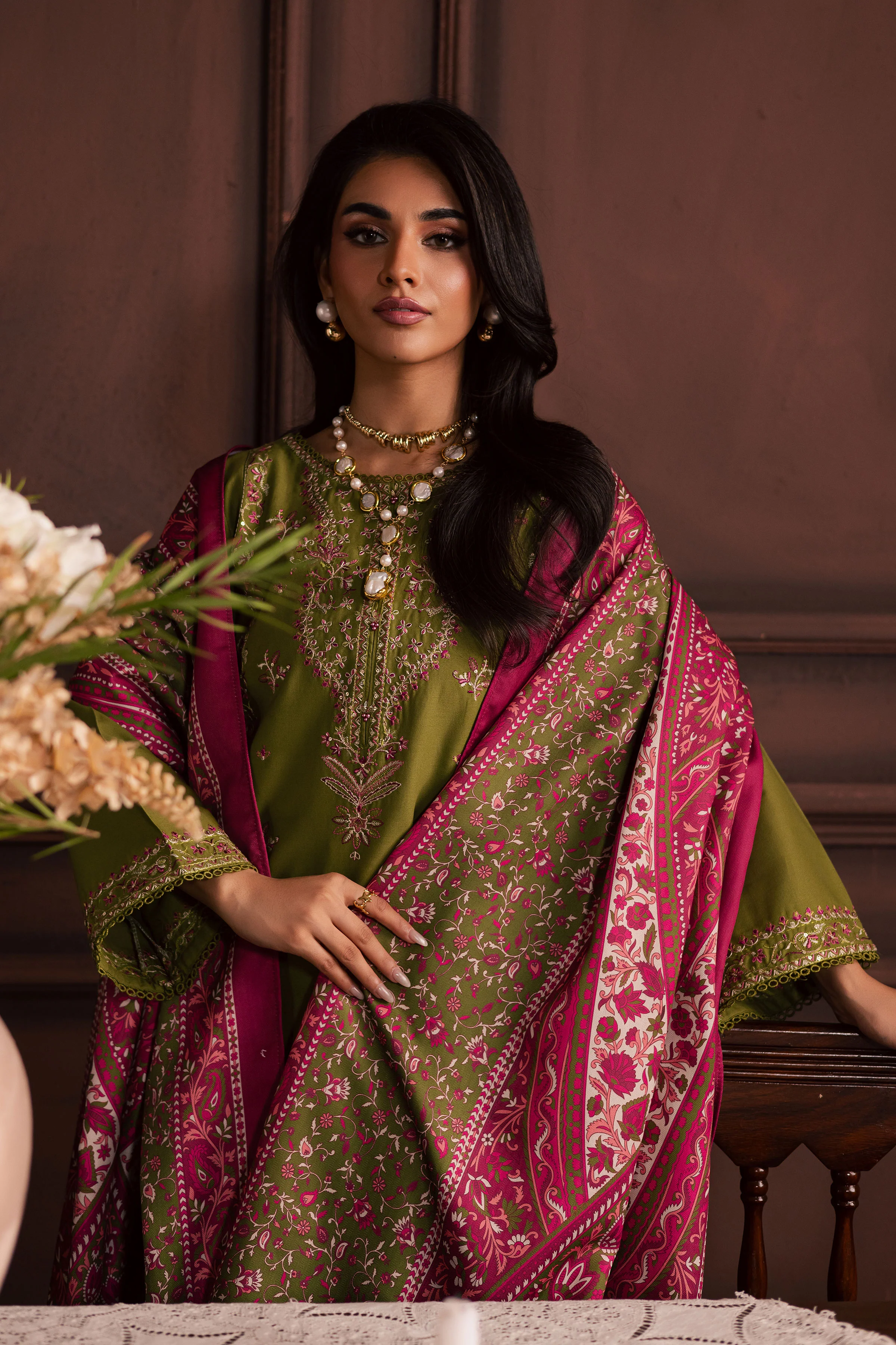Darla 3Pc - Embroidered Khaddar Dress - Image 5