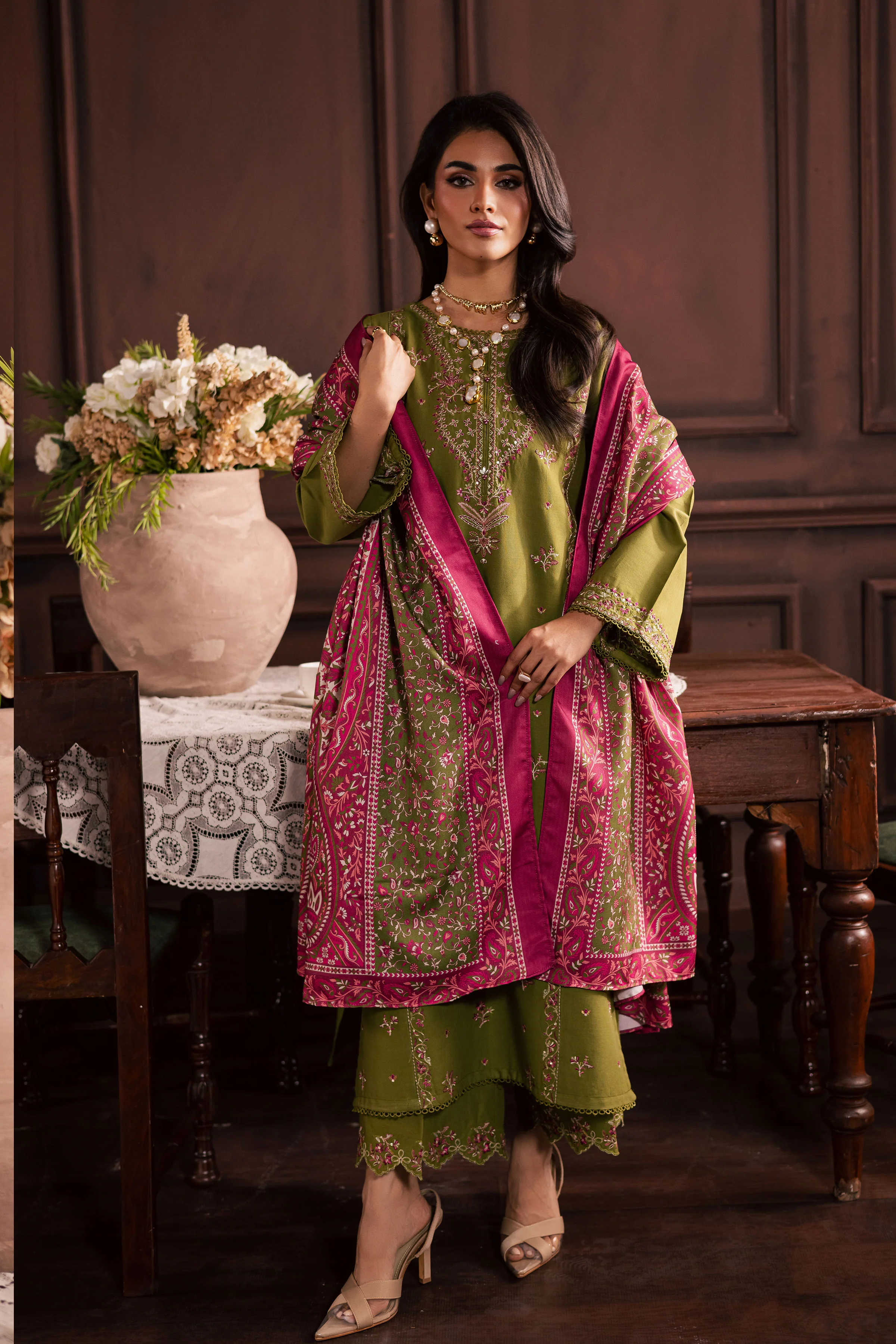 Darla 3Pc - Embroidered Khaddar Dress - Image 6
