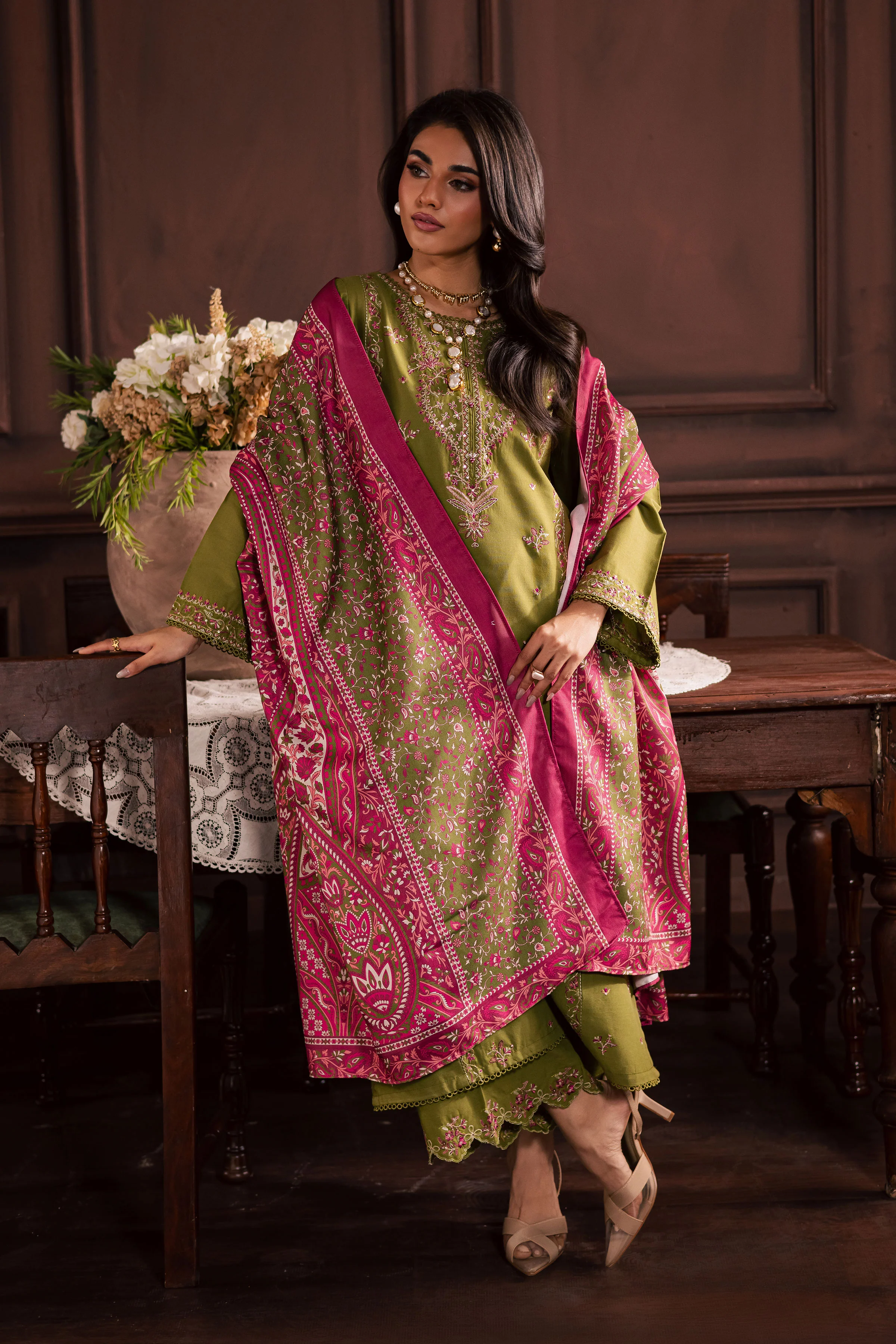 Darla 3Pc - Embroidered Khaddar Dress - Image 7