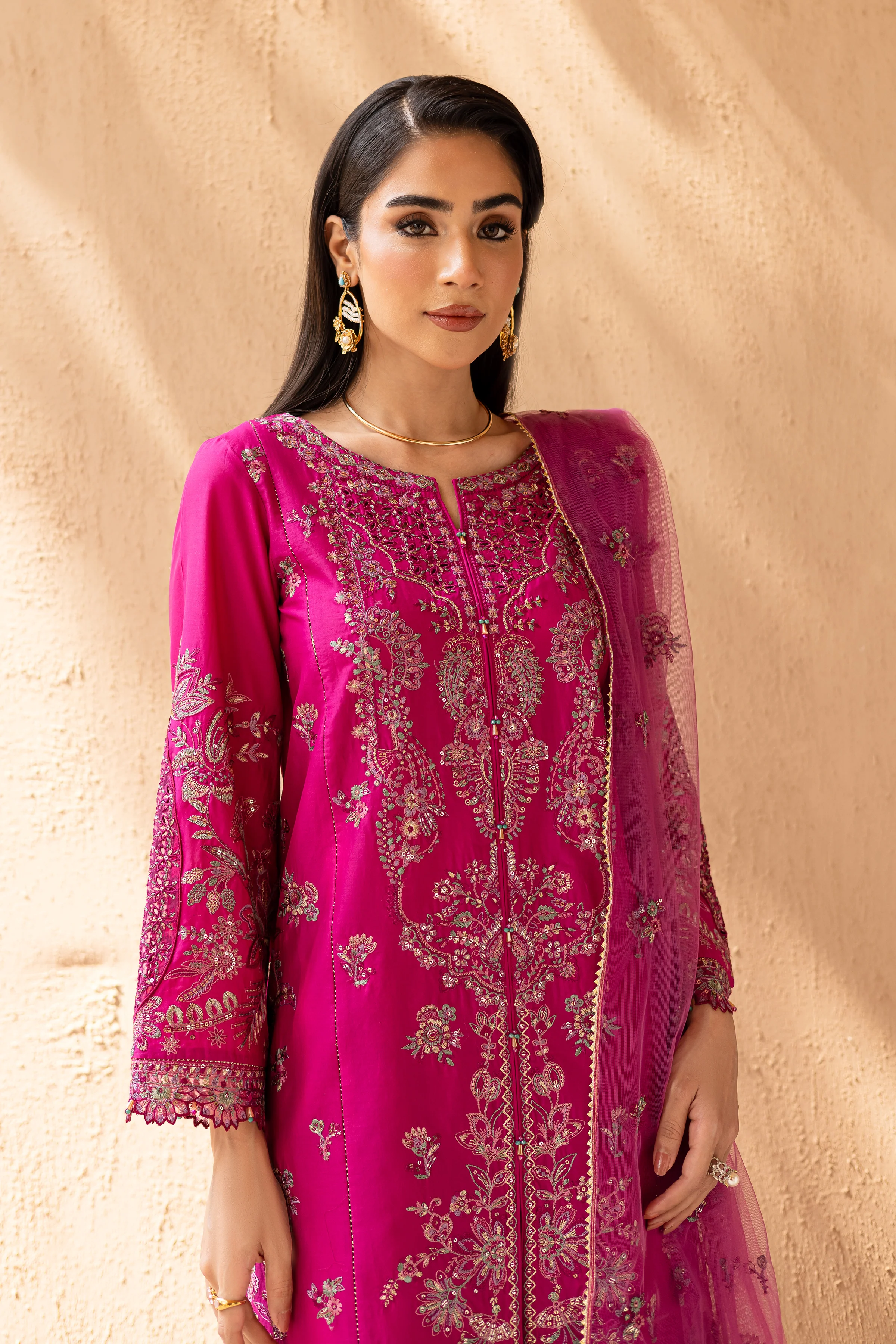 Dastak 3Pc - Embroidered Solid Dress - Image 2