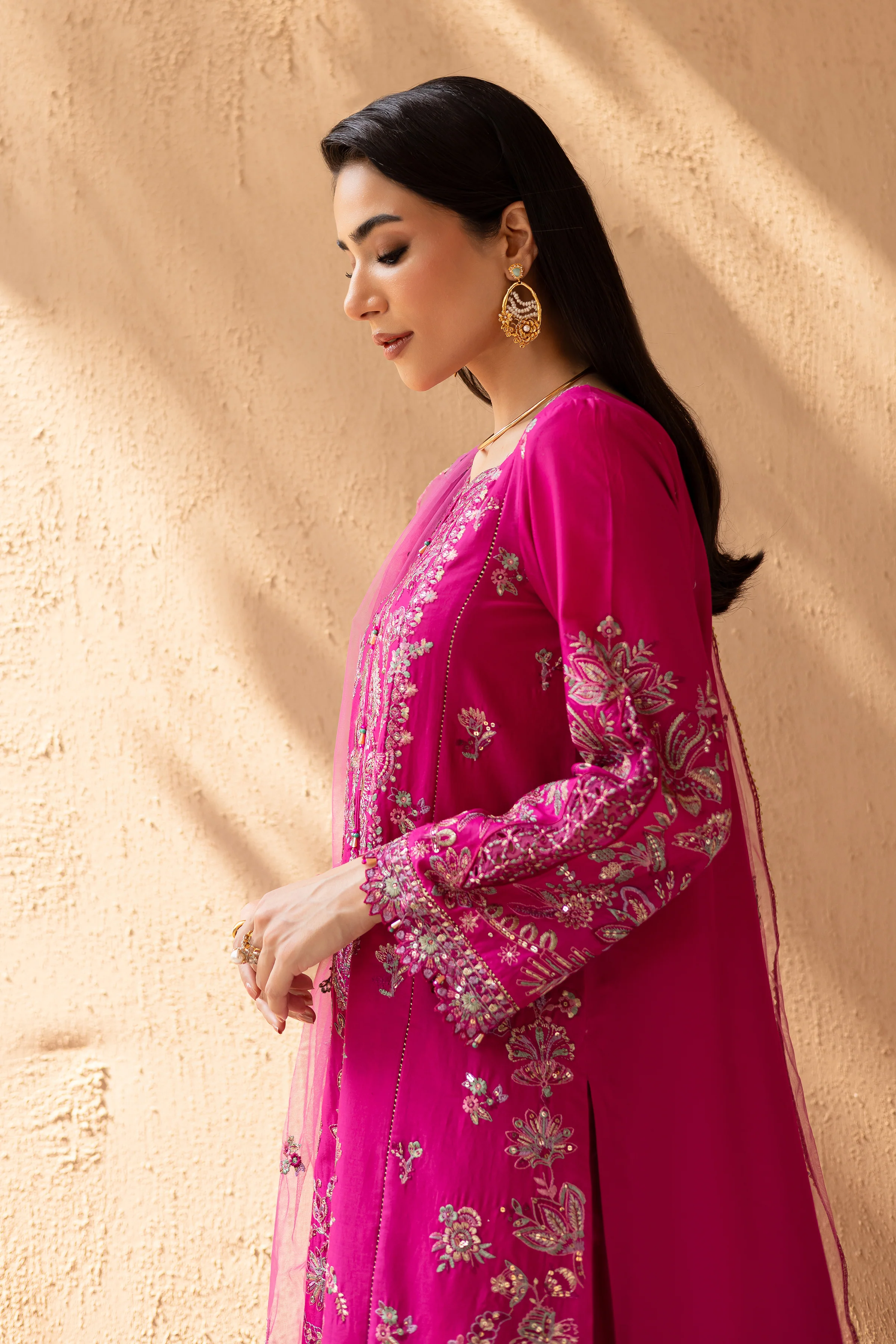 Dastak 3Pc - Embroidered Solid Dress - Image 6