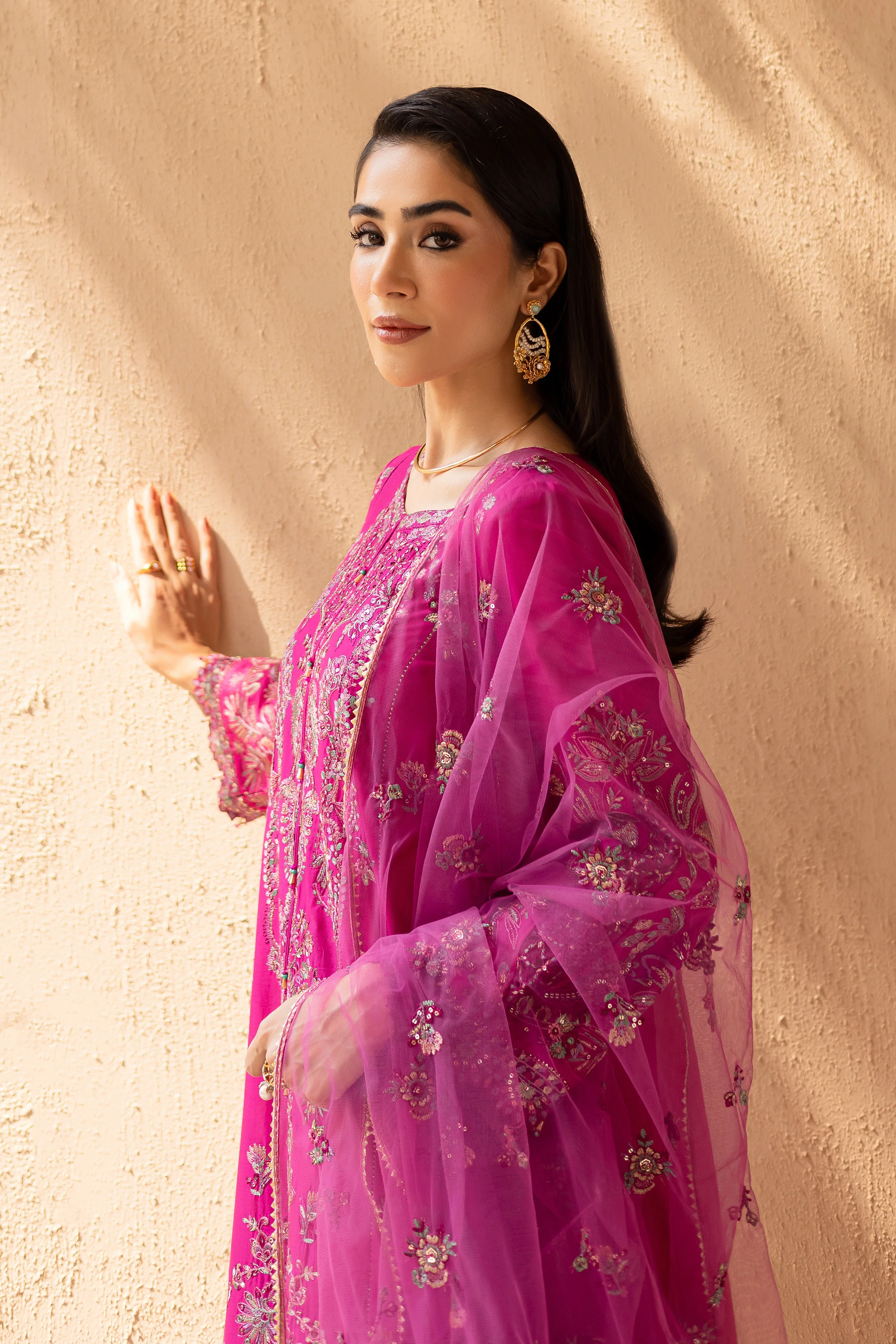 Dastak 3Pc - Embroidered Solid Dress - Image 7